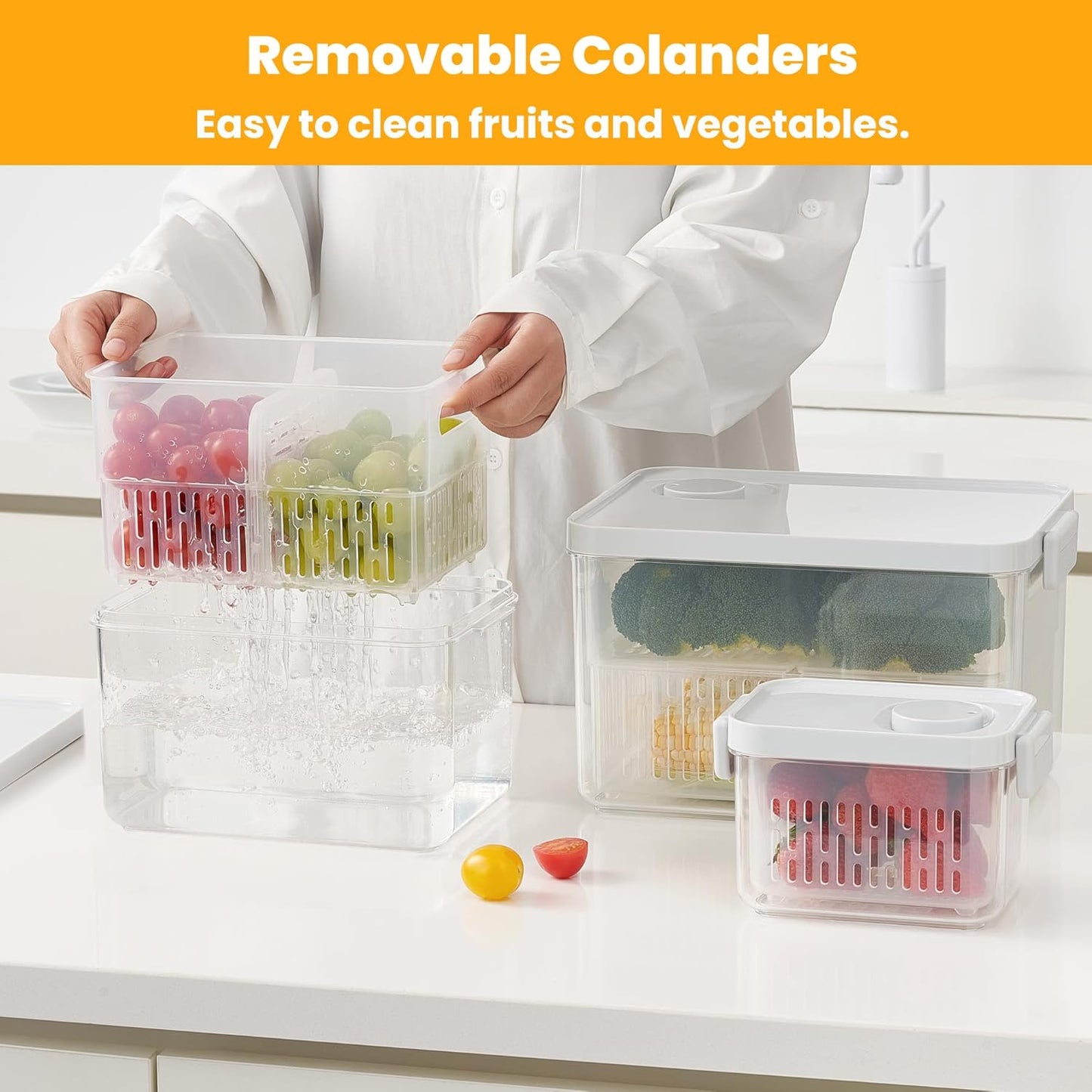 vacane Dishwasher Safe Berry Keeper, Produce Saver, Clear Fruit Containers, BPA-Free Lettuce Keeper, Keep Food Fresh, 3.8 Cup