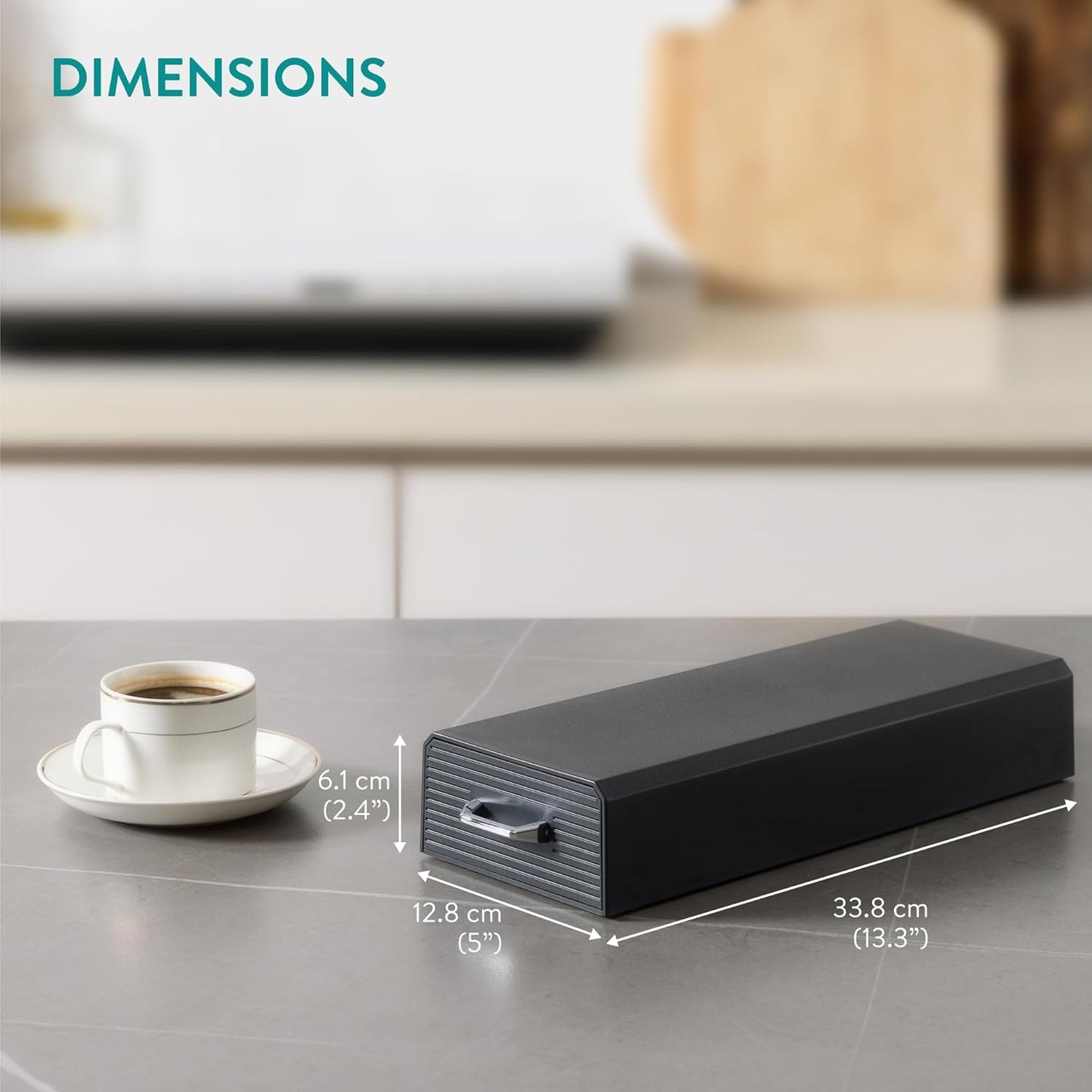 Navaris Coffee Pod Holder, Black - Compact, Space Saving Coffee Capsule Storage Holders - Durable Espresso Organiser Station - Coffee Machine Drawer Ideal for Small Kitchens