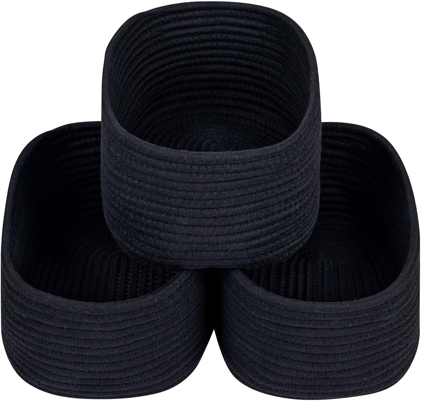 CubesLand Black Baskets Bins for Organizing,Small Woven Storage Baskets for Shelves,Cute Closet Cube Bins Set 3,Baby Nursery Toys Cube Bin,Home Decor Organization Storage