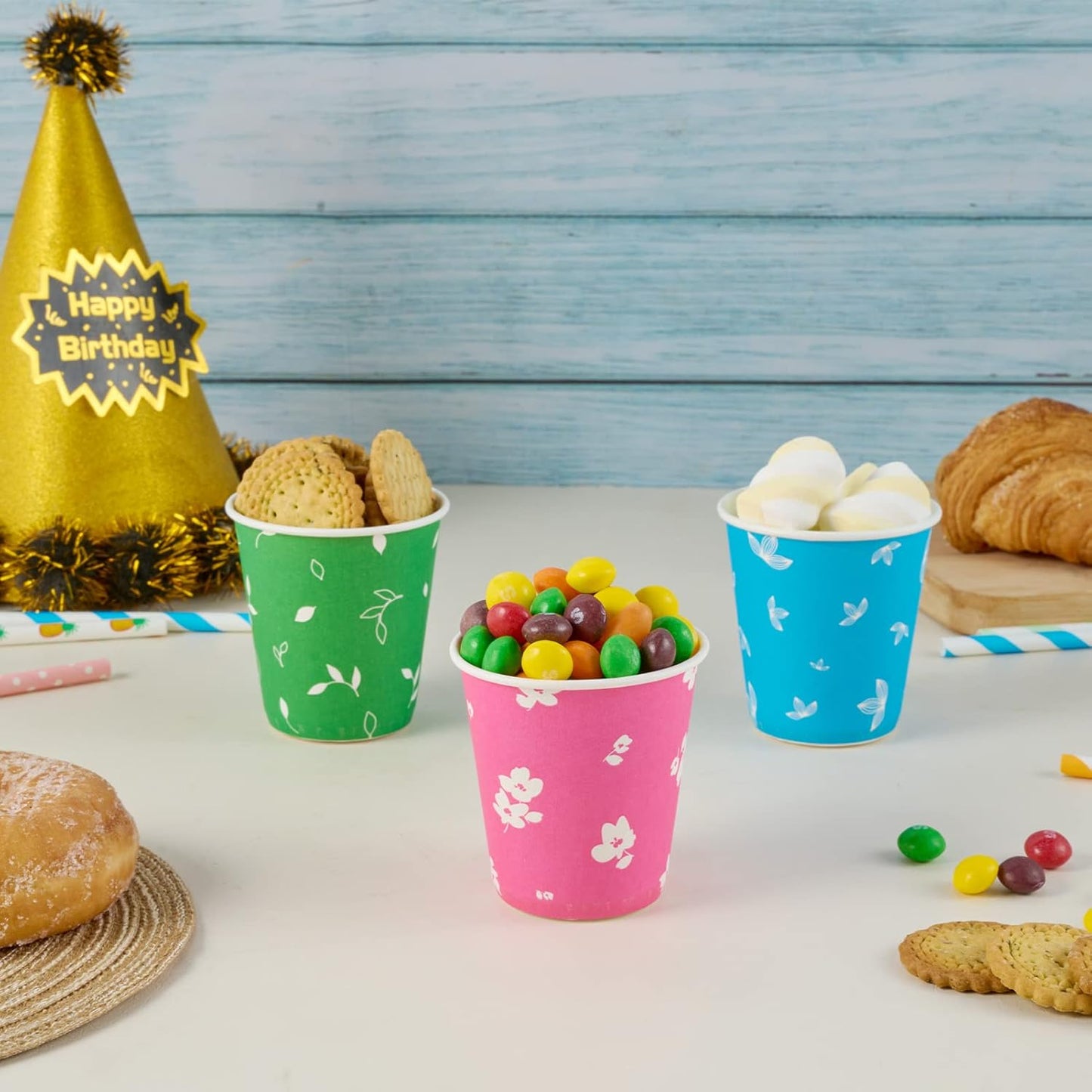 LITOPAK 600 Pack 5 oz Paper Cups, Colorful Disposable Mouthwash Cups, Small Disposable Cups, Mini Paper Cups for Parties, Picnics, Barbecues, Travel and Events