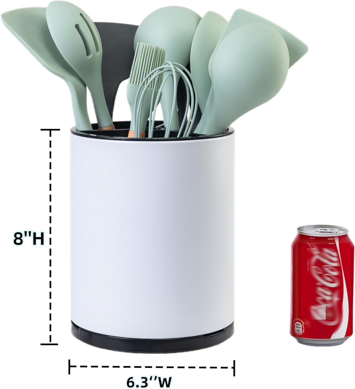 Utensil Holder For Kitchen Counter Organizer Extra Large Silverware Caddy Cooking Utensil Stainless Steel Rotating Kitchen Storage 3 Compartment Flatware Spoon Spatula