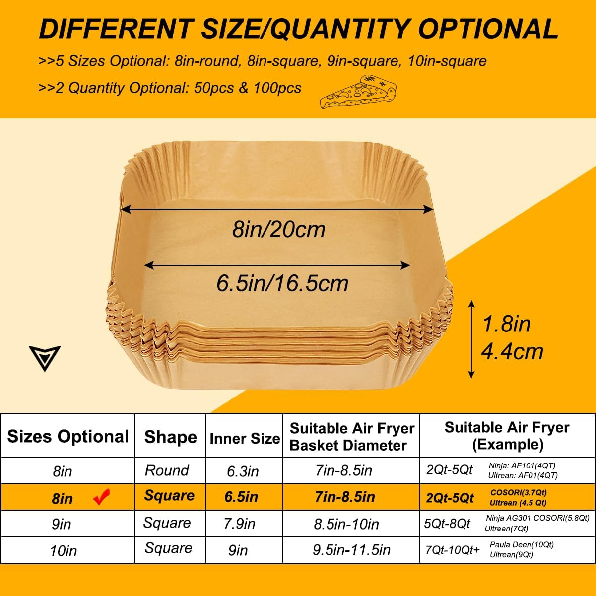 BYKITCHEN Small Air Fryer Disposable Paper Liners for 2 to 5QT Airfryer, Mini Air Fryer Parchment Paper Liners, Compatible with CHEFMAN 2 QT, Cosori 2.1 QT, Dash, Instant Pot Mini Airfryer