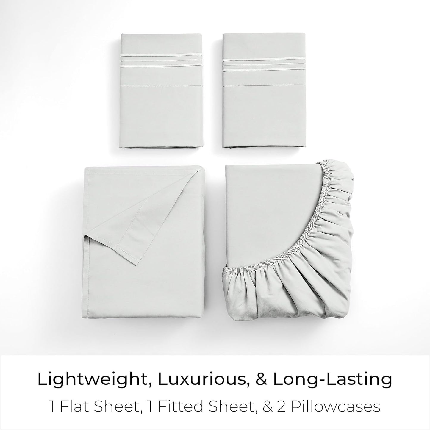 Mellanni Full Sheets Set - 4 PC Iconic Collection Bedding - Hotel Luxury, Extra Soft, Cooling Bed Sheets - Wrinkle, Fade, Stain Resistant (Full, Ivory)