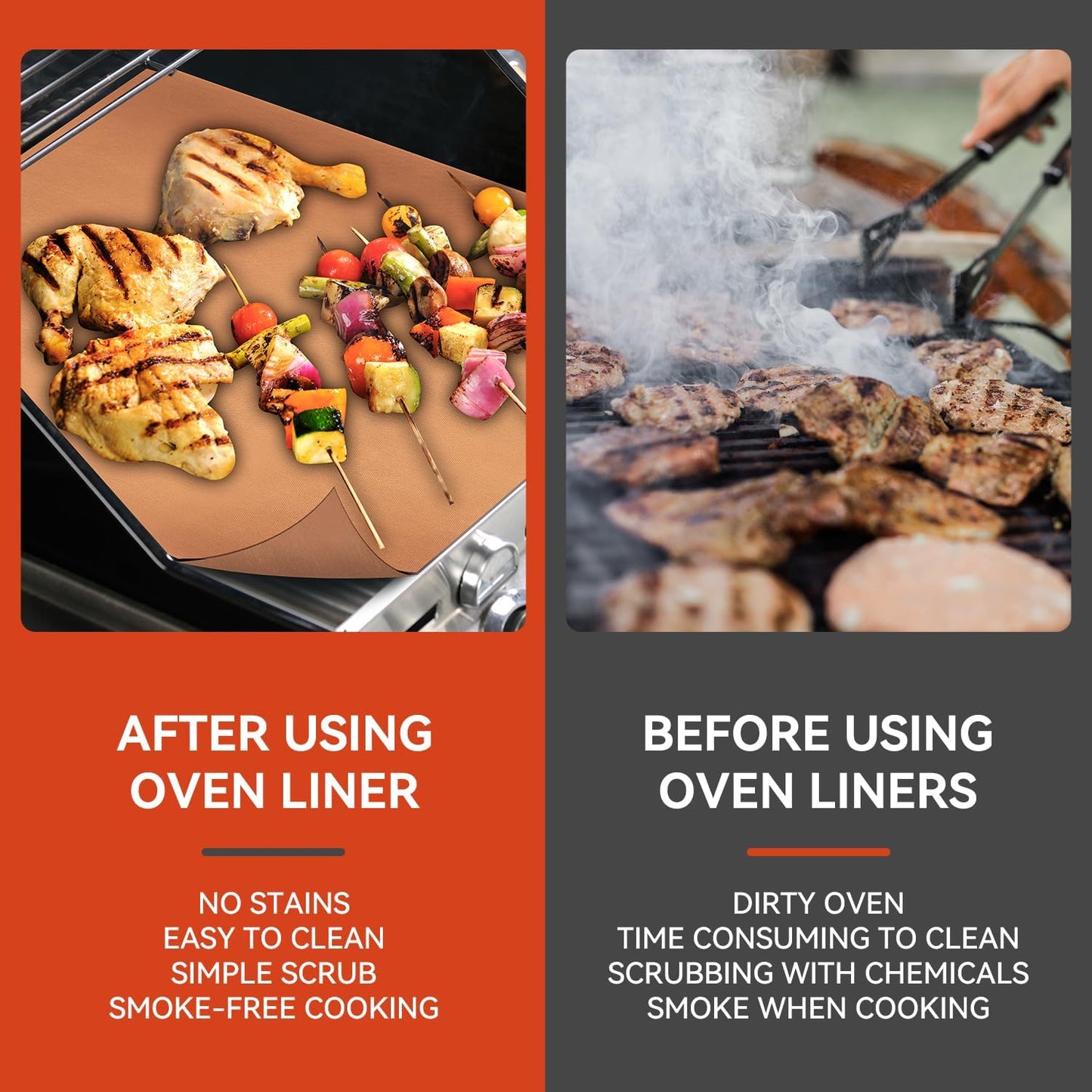 Oven Liners for Bottom of Oven - 2 Pack Large Heavy Duty Mats, 23.6"x15.7" Non-Stick Reusable Liner for Electric, Gas, Toaster Ovens Grills - BPA & PFOA Free Kitchen Accessory to Keep Oven Clean