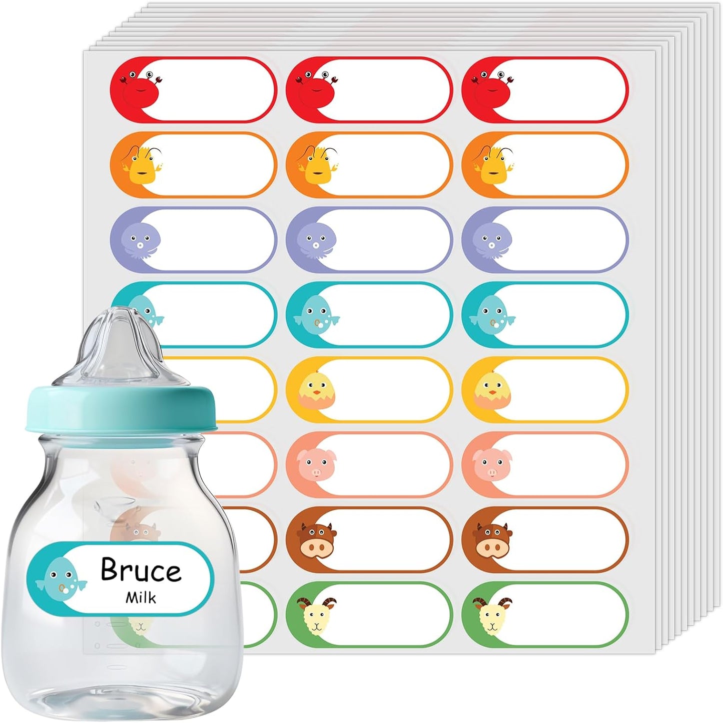 Kingtac 528 Pcs 1''x2.5''Milk Breast Bottle Labels,Baby Bottle Labels for Daycare,Food Grade Safety Stickers，Writable Label for Food Containers,Waterproof, Stain-Proof and Scratch-Resistant