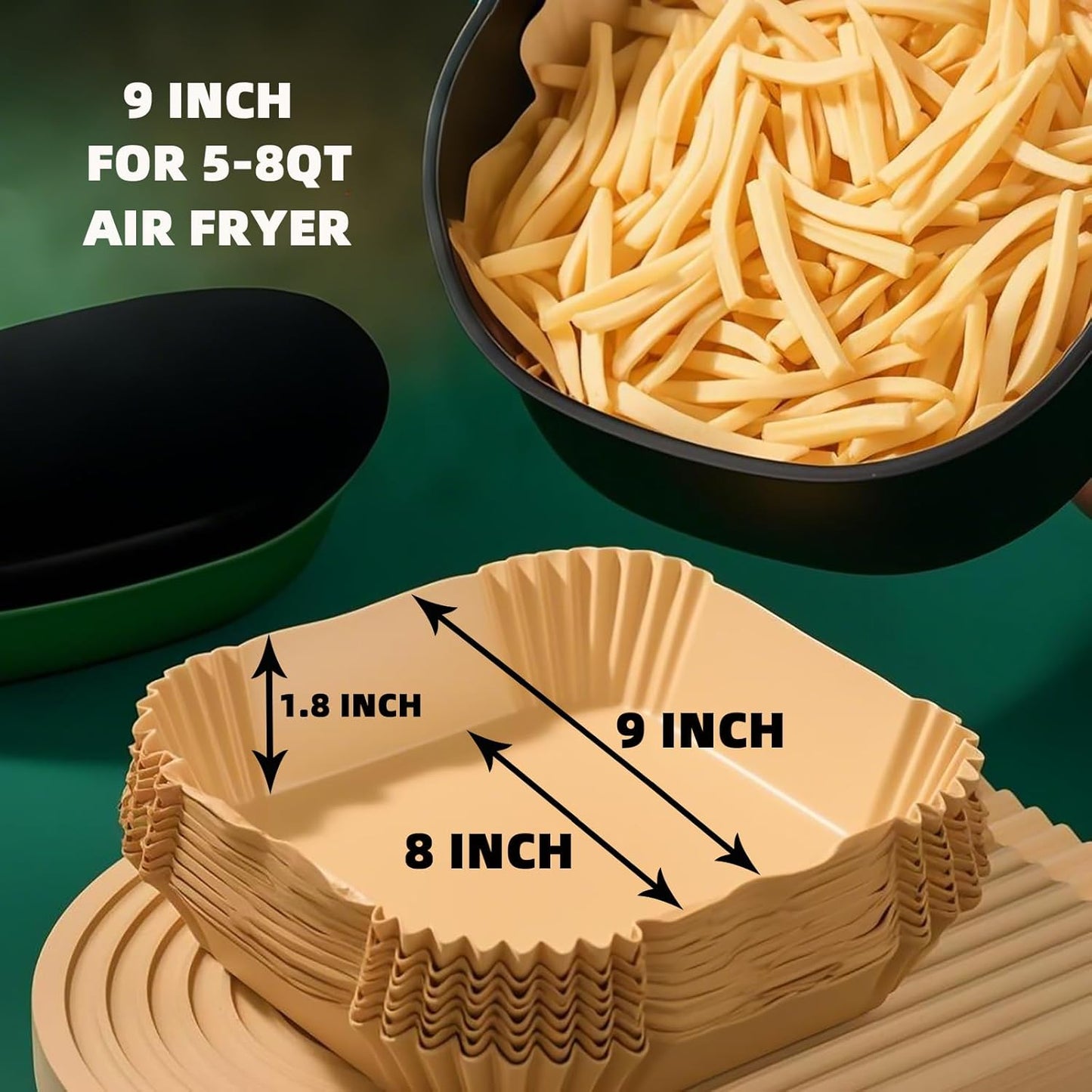 Air Fryer Liners Disposable,300Pcs LYHOLKEER 9inch Airfryer Liners for 5-8QT Air Fryer,Square Air Fryer Parchment Paper Liners for Ninja AF141,AF142,AF181,AF182,COSORI,Chefman,Instant Pot,Cuisinart