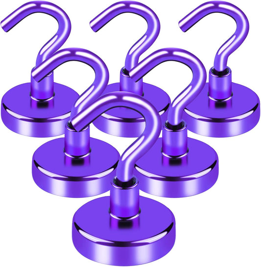 LOVIMAG Cruise Essentials Must Haves, 40Lbs Purple Cruise Magnets, Strong Magnetic Hooks for Hanging Cruise Lanyard, Fridge, Ceiling, 6 Pack