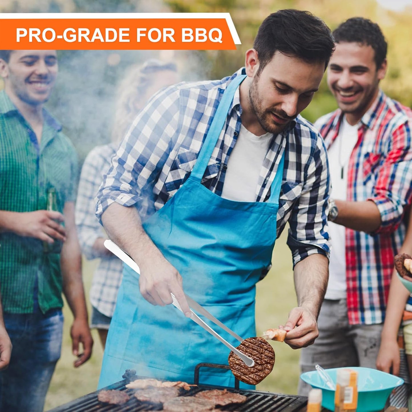 2Pcs 12-inch Kitchen Tweezers for Cooking, Kitchen Tweezer Tongs, Fine Stainless Steel Cooking Utensils Set for Steak, Salad, Pasta, Bacon, Sausage, BBQ, Toast, Aquarium, Silver, Achiwish