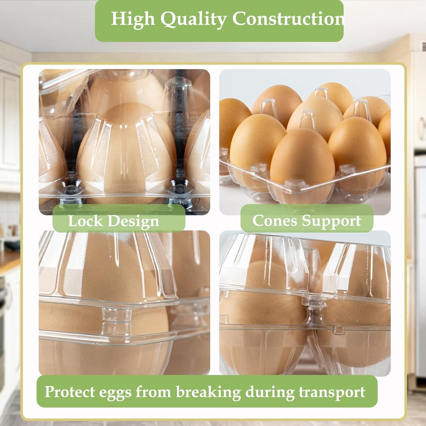 48 Pack Egg Cartons Cheap Bulk 12 Count, Plastic Egg Carton 3x4 Grids, Clear Blank Egg Cartons for Family Pasture Farm Markets