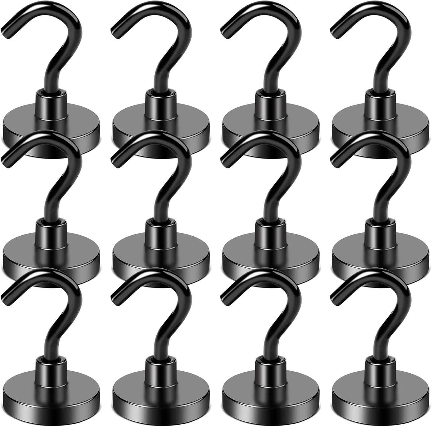 LOVIMAG Cruise Magnets with Hooks, 40lbs Magnetic Hooks for Cruise Cabins, Cruise Essentials Must Haves for Travel, Neodymium Magnets with Epoxy Coating for Hanging, Refrigerator, Kitchen -12 Pcs