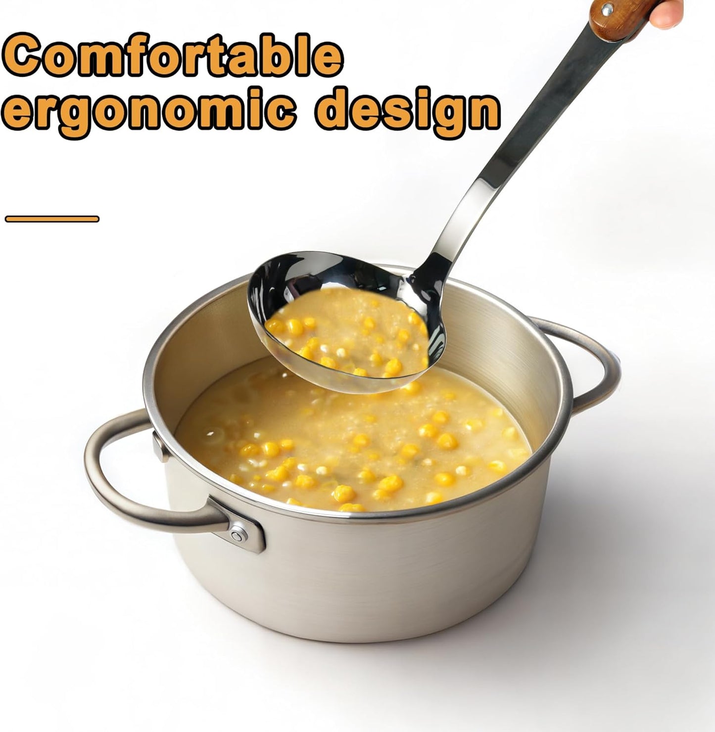 FJNATINH Stainless Steel Wok Spatula,Ladle,Skimmer Ladle Tool Set,Mirror Polished Cooking Utensils with Wooden Handle,Easy to Clean Wok Accessories,Black 3 PCS