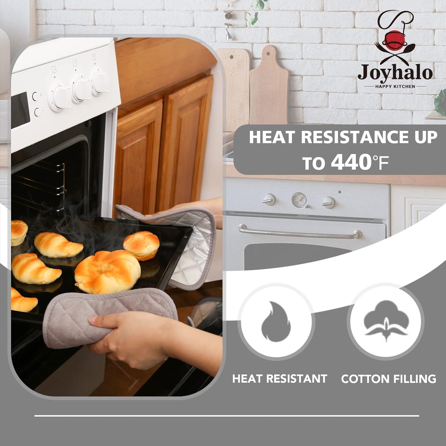 Joyhalo 6 Pack Pot Holders for Kitchen,Cotton Oven Holder with Great Heat Resistance,Non Slip Hot Pads for Kitchen Clearance,Grey