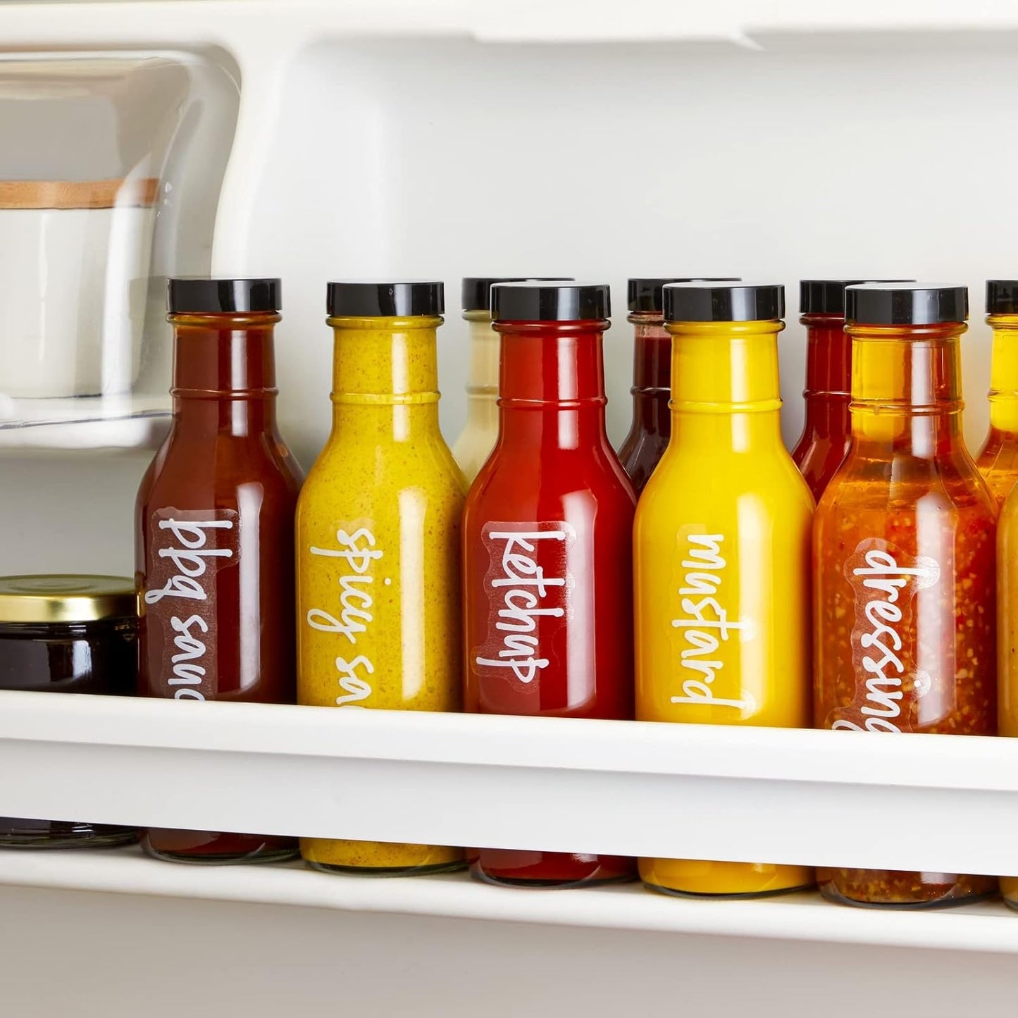 Talented Kitchen Labels for Oil Bottles & Vinegar Dispensers - 132-Count White Vinyl Glossy - Various Sizes - Oil Bottle Stickers & Condiment Labels for Kitchen Organization