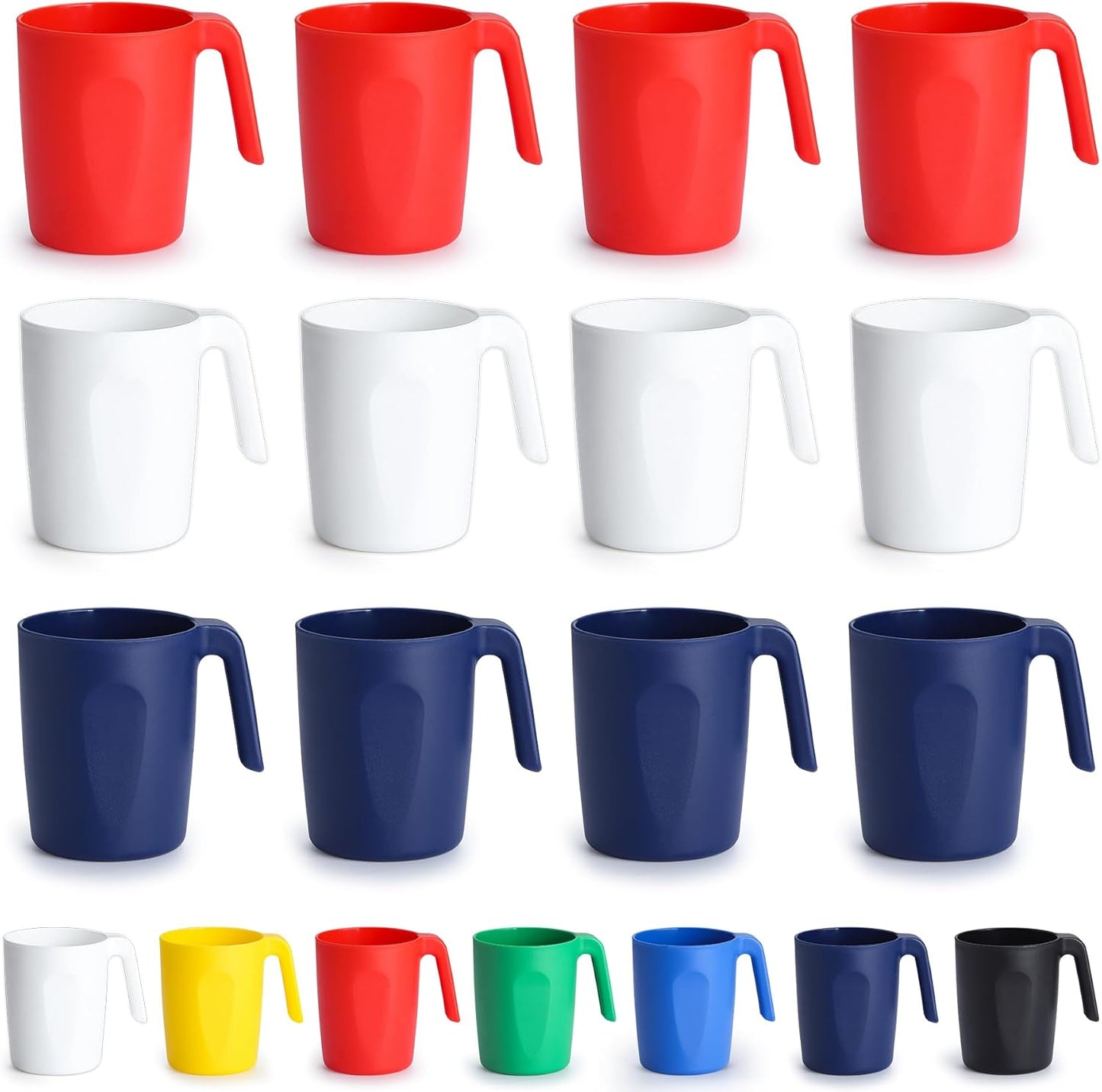 Kyraton Plastic Mug Set 12 Pieces, FR Color Unbreakable And Reusable Light Weight Travel Coffee Mugs Espresso Cups Easy to Carry And Clean, Dishwasher Safe