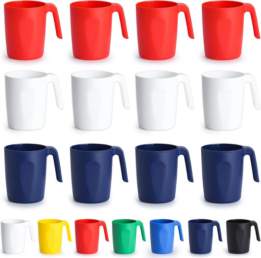 Kyraton Plastic Mug Set 12 Pieces, FR Color Unbreakable And Reusable Light Weight Travel Coffee Mugs Espresso Cups Easy to Carry And Clean, Dishwasher Safe