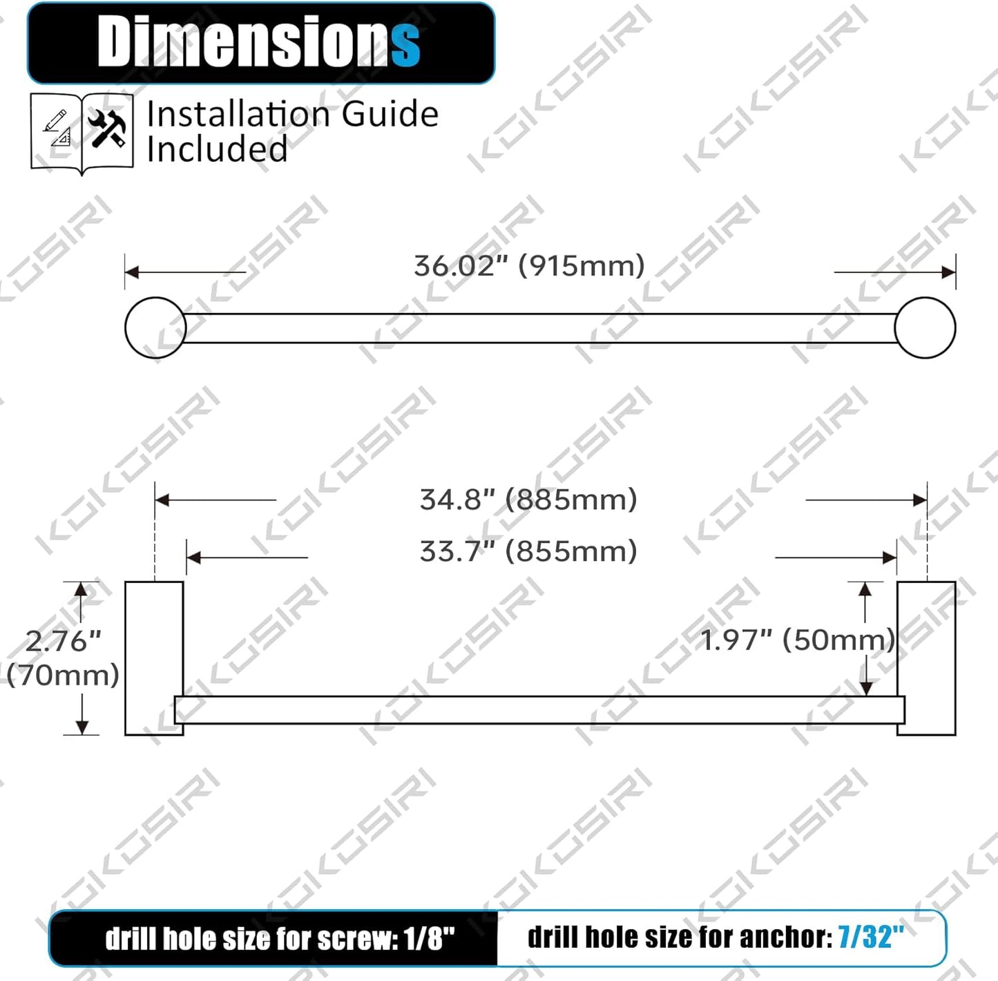 KOKOSIRI Towel Holder Gold for Bathroom Hanger 36-Inch Towel Bar Wall Mounted Bathroom Hardware Lavatory Accessories Stainless Steel, B4007BG-L36