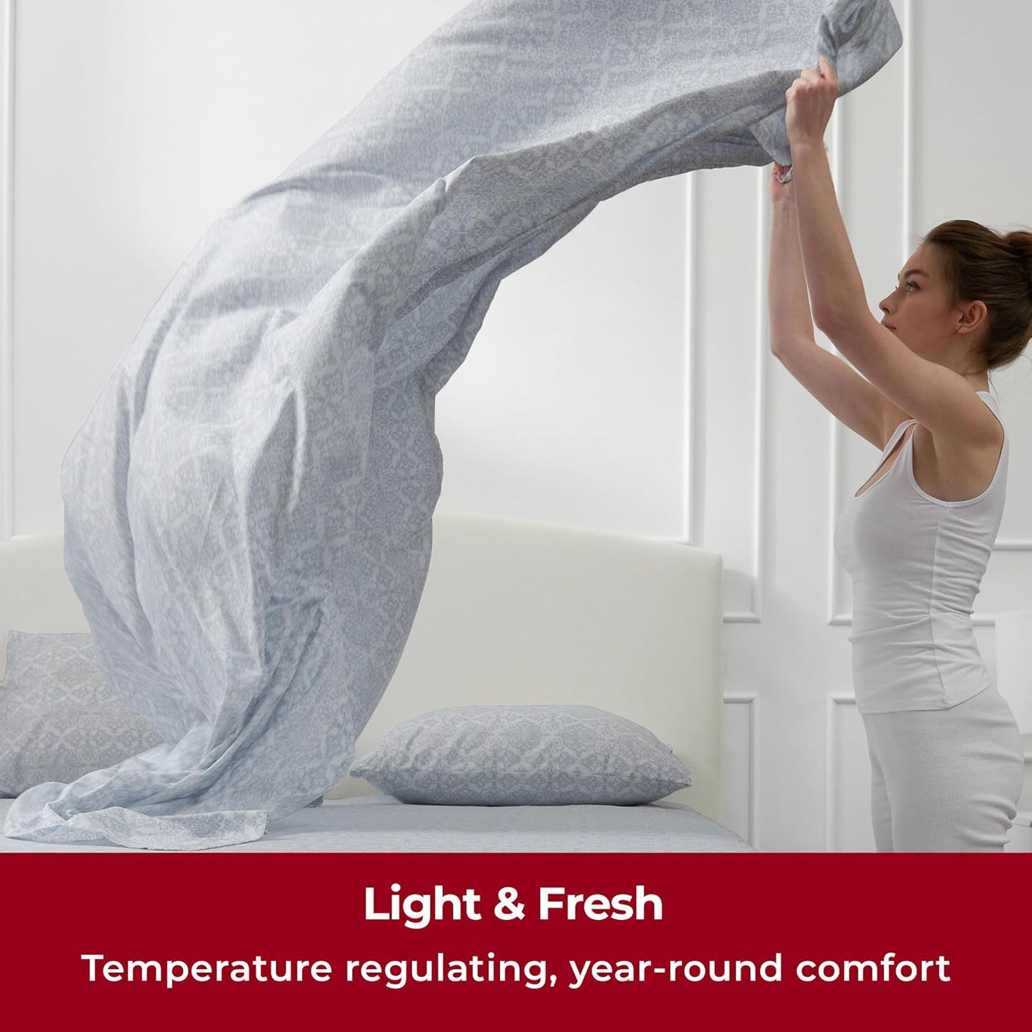 Mellanni Twin Sheets Set - 3 PC Iconic Collection Bedding - Hotel Luxury, Extra Soft, Cooling Bed Sheets - Wrinkle, Fade, Stain Resistant (Twin, Laced Sky Blue)