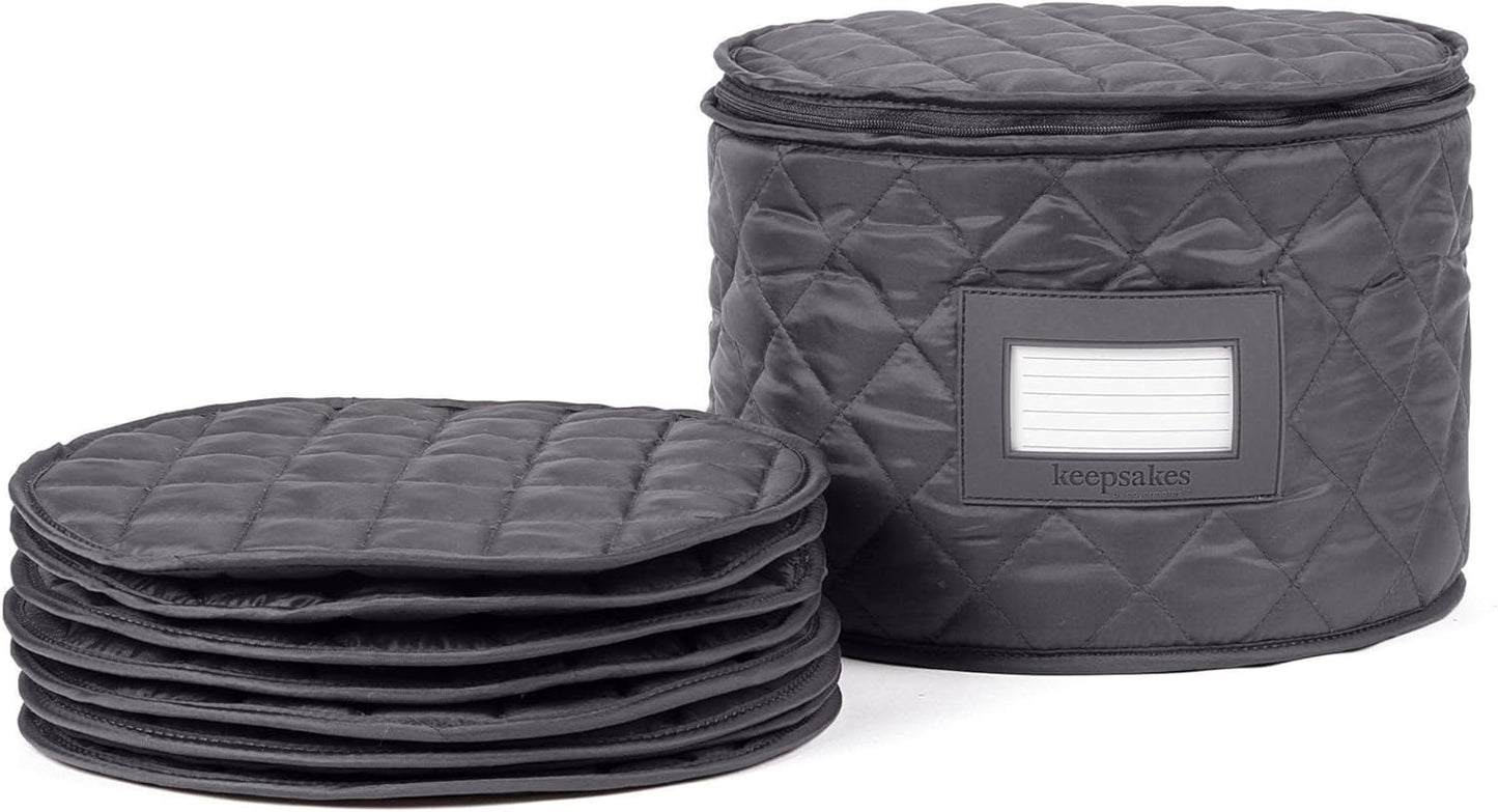 Covermates Keepsakes - Dish Storage - Padded Protection - ID Window - Stain Resistant - Machine Washable - China Storage, Slate