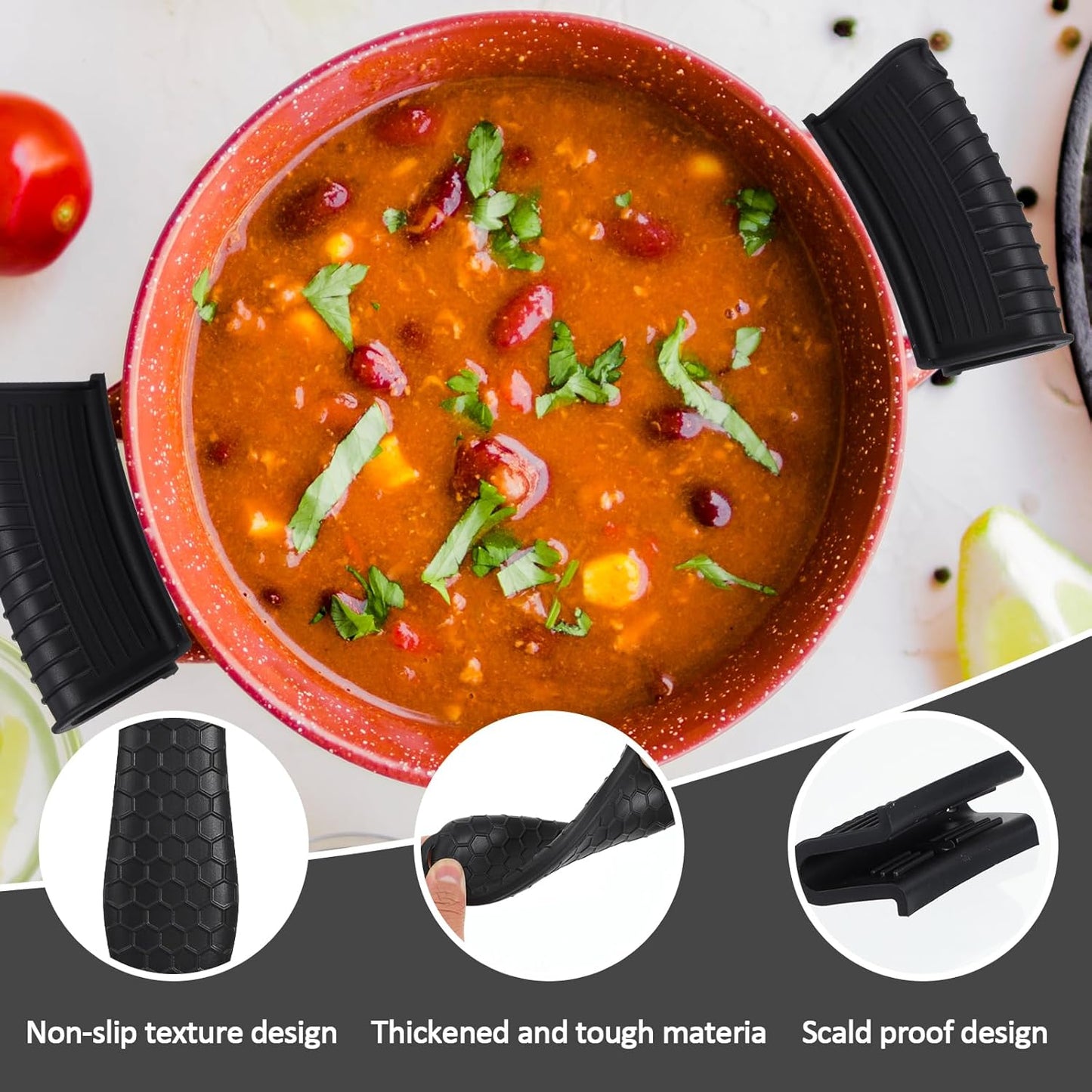 8 Pack Silicone Hot Handle Holder Cover Cast Iron Handle Cover Silicone Pot Holders Heat Resistant Assist Pan Handle Sleeve Non-Slip Pot Handle Covers for Cast Iron Skillet Metal Pan