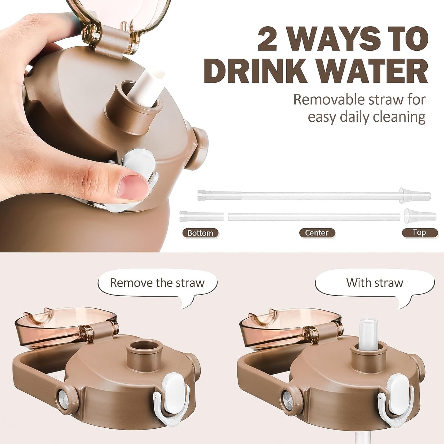 kytffu 56oz Glass Water Bottles with Straw, Motivational Glass Bottle with Silicone Sleeve and Time Marker, Leakproof Large Glass Water Jug for Gym Home Office,Amber