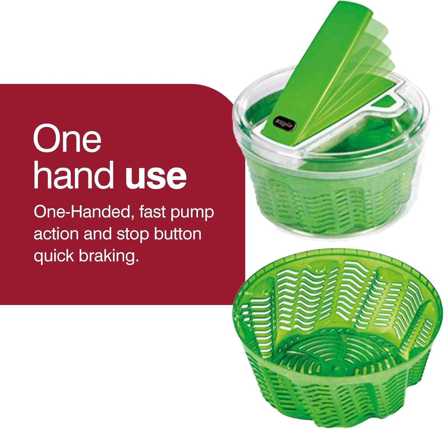 Zyliss Swift Dry Salad Spinner Large - Plastic Lettuce Colander and Spinner - Vegetable and Fruit Washer and Dryer - Dishwasher Safe Produce Tosser and Salad Spinner - Green, Large