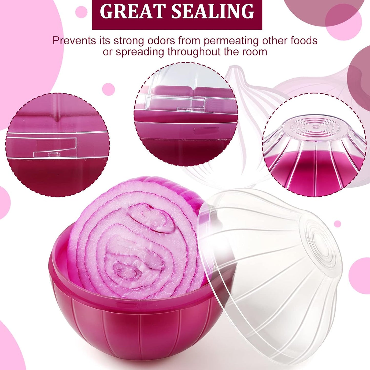 Vegetable and Fruit Storage Containers for Fridge, 3 Pieces BPA Free Reusable Food Saver - Tomato, Lemon, Onion Keeper Holder - Refrigerator Vegetable Crisper for Keeping Food Fresh Longer