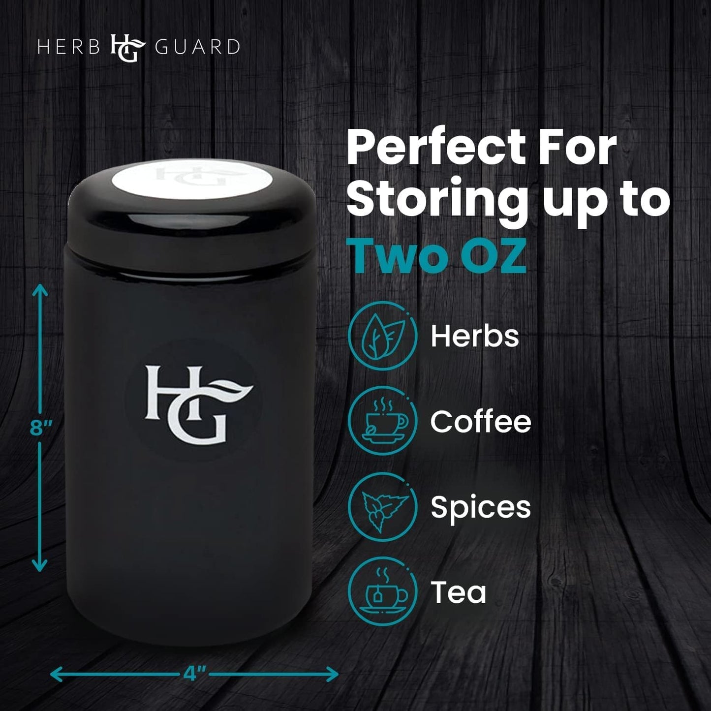 Herb Guard - 2 Oz Airtight Ultraviolet Jar (1 Liter) Keeps Herbs Fresh for Months