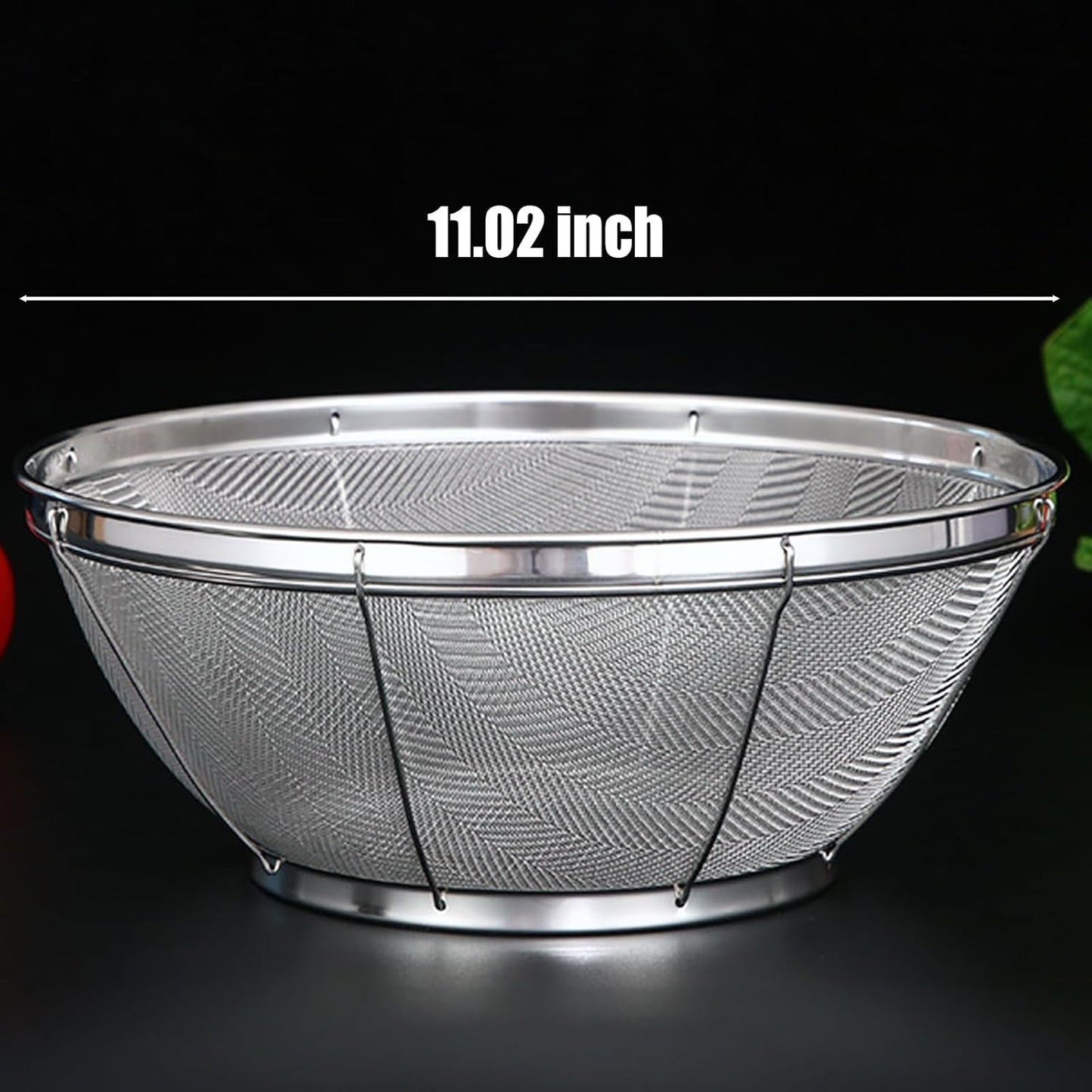Fine Mesh Strainer for Kitchen, 5 Quart Stainless Steel Colander Bowl for Pasta, Rice, Fruit, Metal Net Baskets with Resting Base - Strain, Drain, Rinse