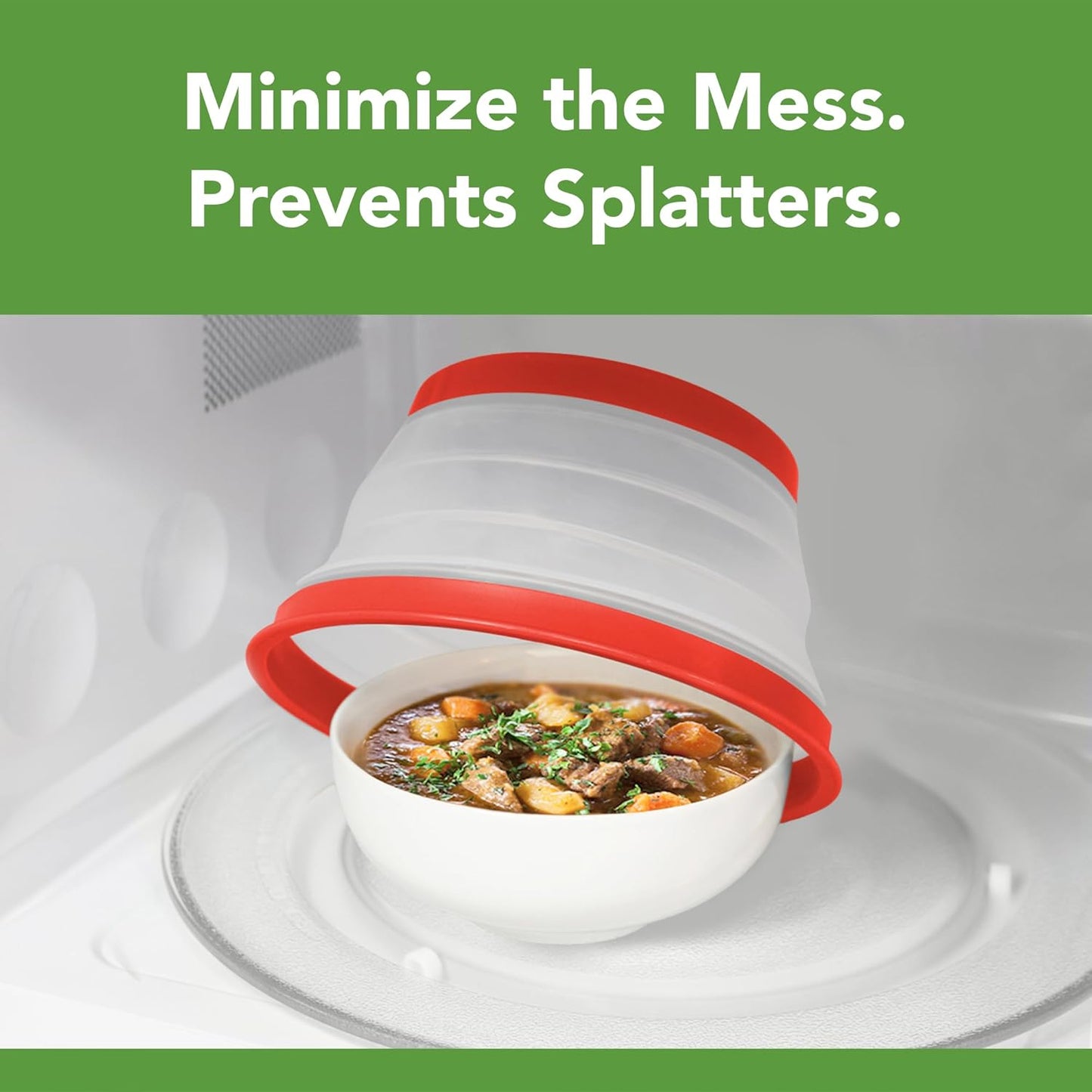 Tovolo Microwave Splatter Cover for Food, Small (Candy Apple Red) - Collapsible & Vented Silicone Splatter Guard Lid - Microwave Plate & Dish Cover with Handle - BPA-Free Kitchen Gadget for Meal Prep