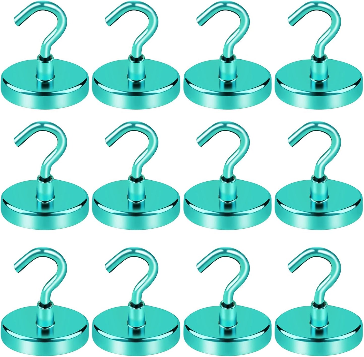 LOVIMAG Magnetic Hooks, 110lbs Capacity, Green Cruise Magnets, Key Holder, Strong Hanging Hooks - Fridge, Grill - 12 Pack