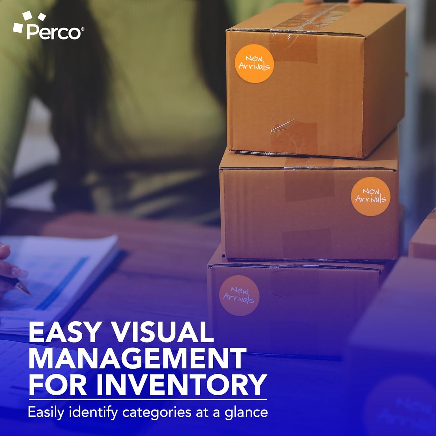 Perco Fluorescent Orange 3-Inch Perforated Circle Dot Sticker Labels — 10 Rolls, 5,000 Round Stickers — with Permanent Adhesive for Moving Boxes, Sale Signage, Displays, Status Messaging—Made in USA