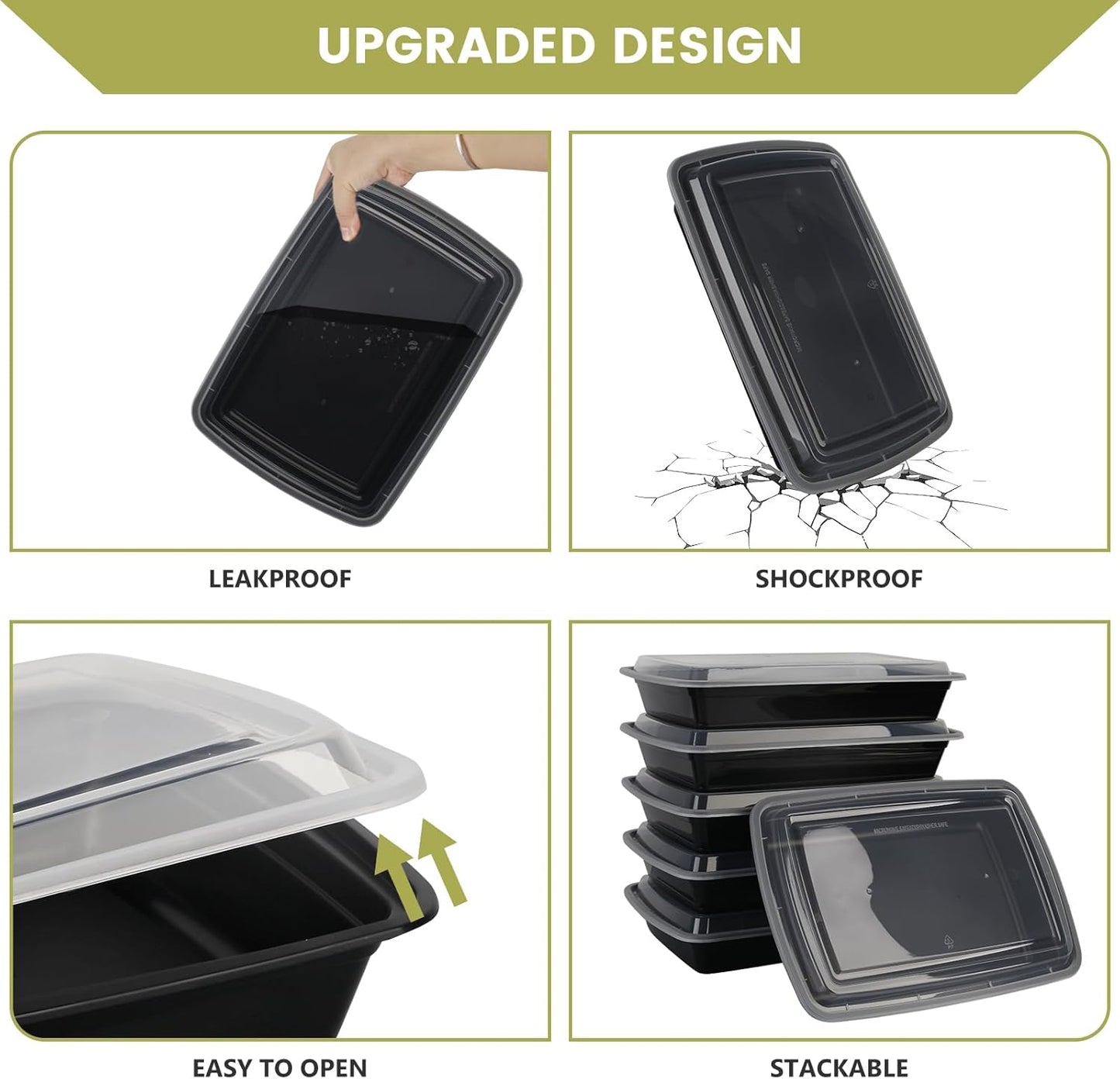 Meal Prep Containers Reusable - 48oz Food Storage Containers with Lids 30 Pack, To Go Food Containers for Meal Prep, Disposable To Go Container with Lids, BPA Free, Microwave/Dishwasher/Freezer Safe