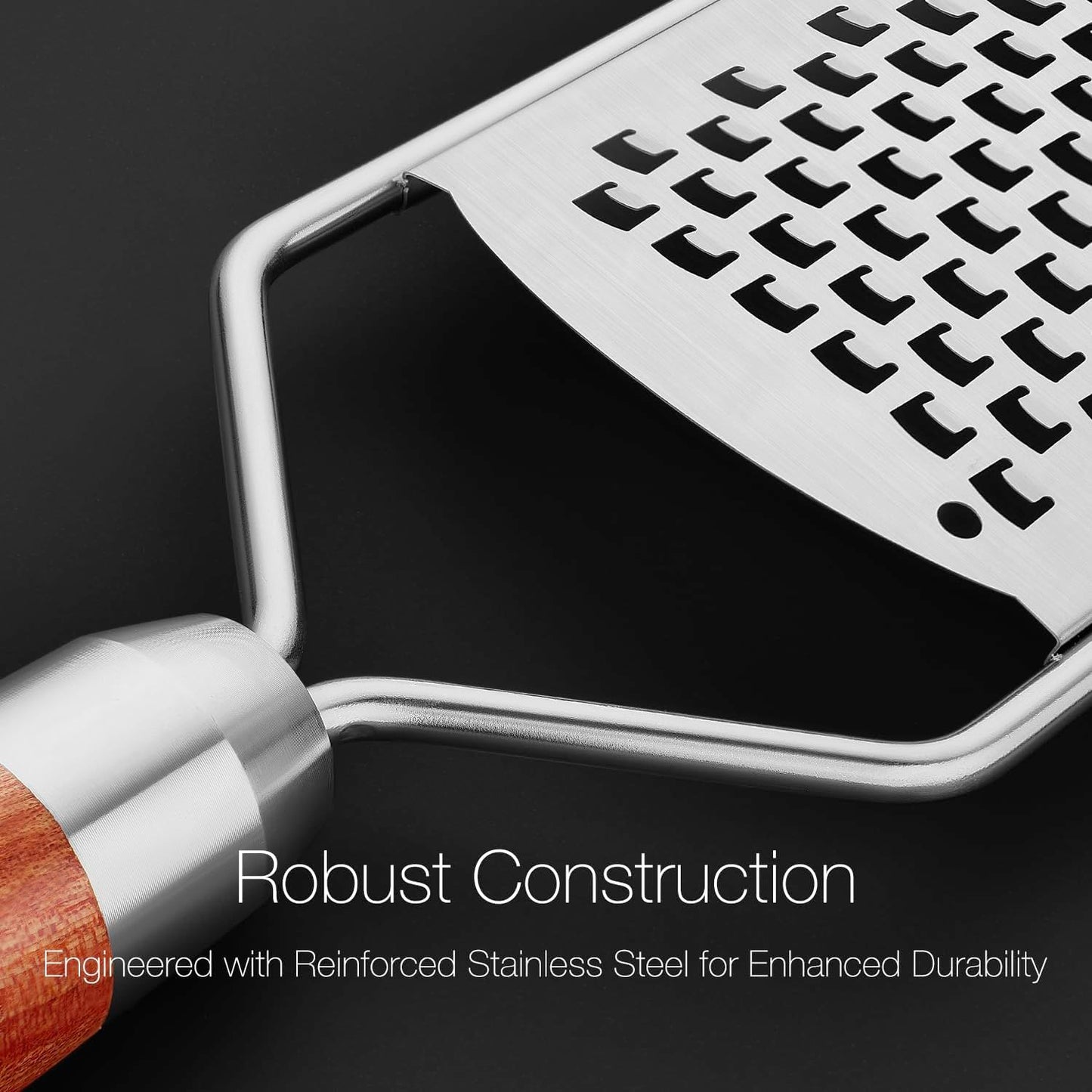 KULUNER Professional-Grade Lemon Zester with Ultra-Coarse Blades, Heavy-Duty Cheese/Vegetable Grater, Solid Wood Handle Design - Rust-Resistant Durable, Essential Kitchen Tool (A1)