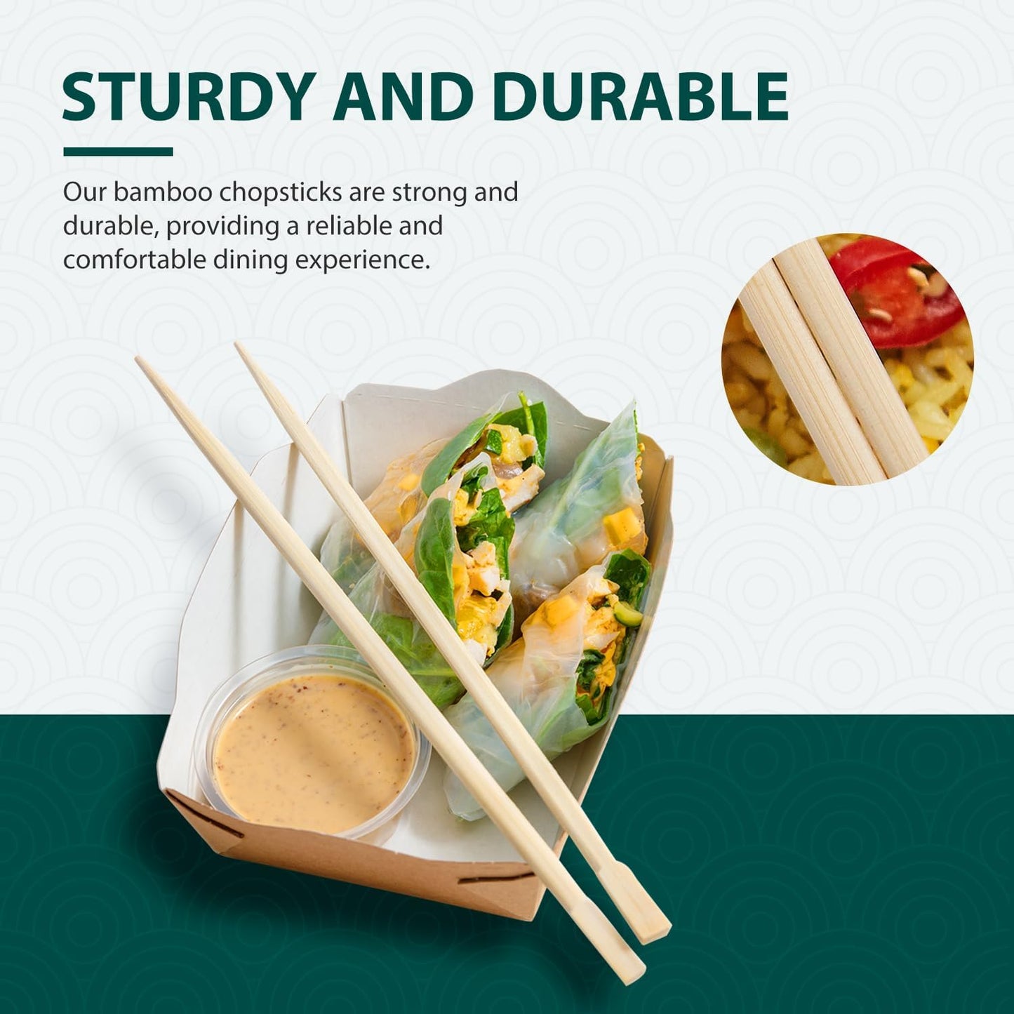 Soeos 50 Chopsticks Disposable Bulk - Natural Wooden Chopsticks & Bamboo Chopstick for Sushi, Takeout, Party - Smooth, Individually Wrapped Single-Use Chopstick (Approx.50 Pairs)