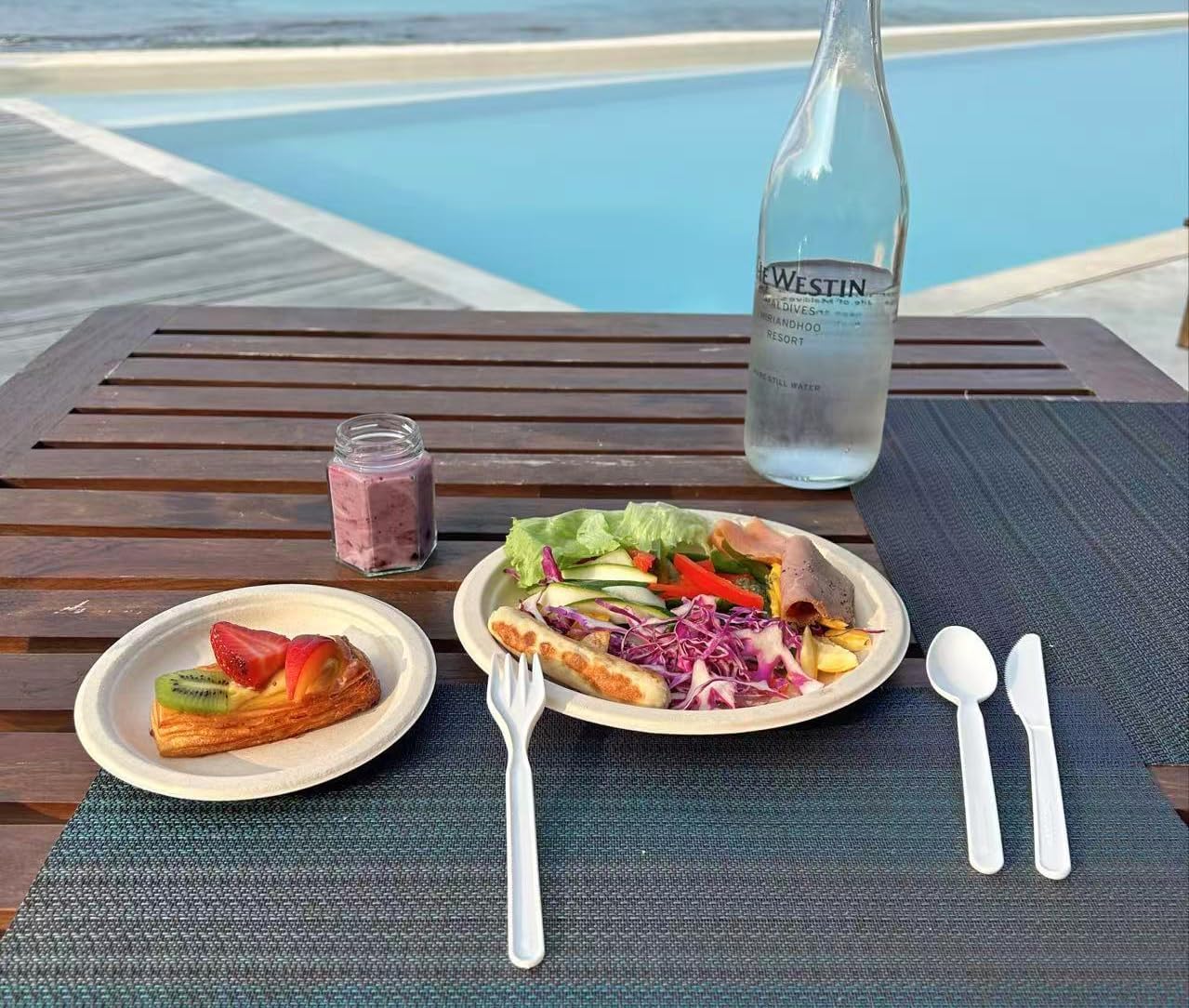 GreenWorks 300 Count 7" Heavy-duty Compostable Cutlery Set,100 Forks 100 Spoons 100 Knives,BPI Certified Large t Disposable Bio-based Cutlery