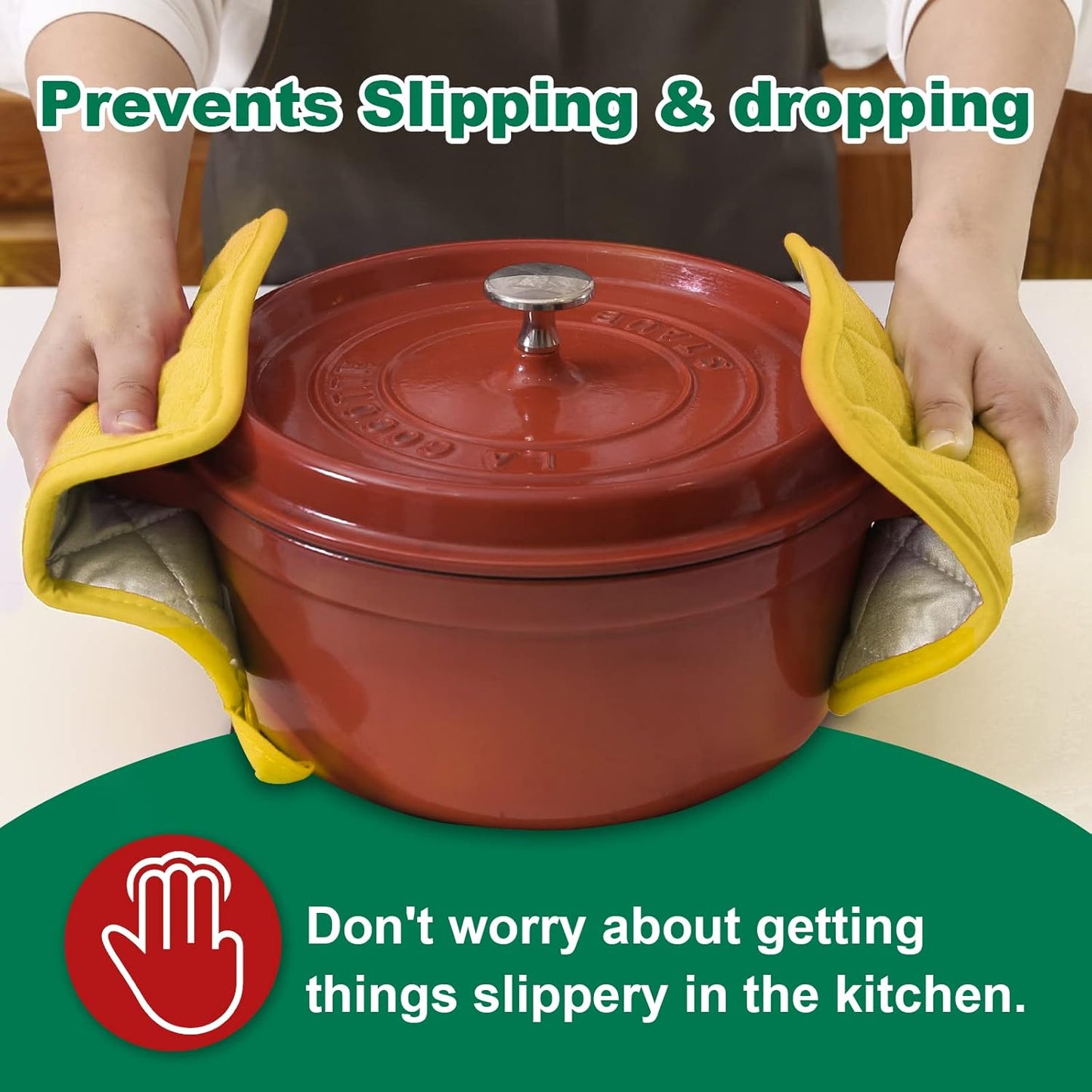 Joyhalo 6 Pack Pot Holders for Kitchen,Cotton Oven Holder with Great Heat Resistance,Non Slip Hot Pads for Kitchen Clearance,Yellow