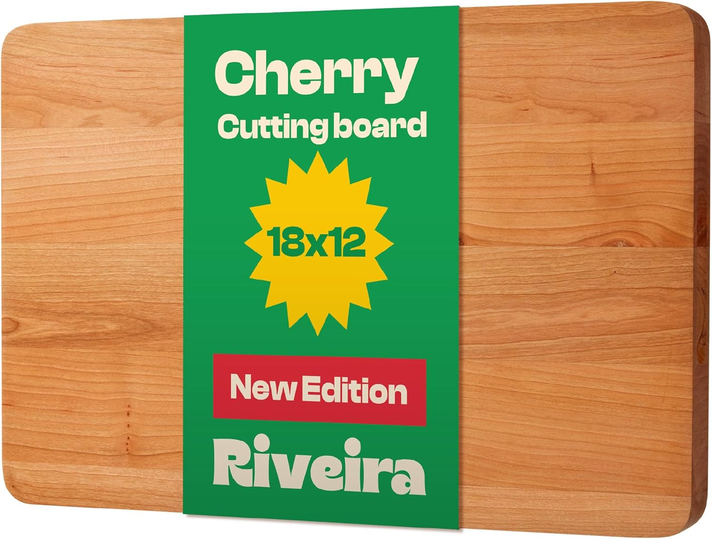 Riveira Cherry Wood Cutting Board – Gourmet Black Cherry Grandeur: 18 x 12 Wooden Cutting Board – Wooden Cutting Boards For Kitchen Decorative – Innovative Juice Grooves Cherry Wooden Chopping Board