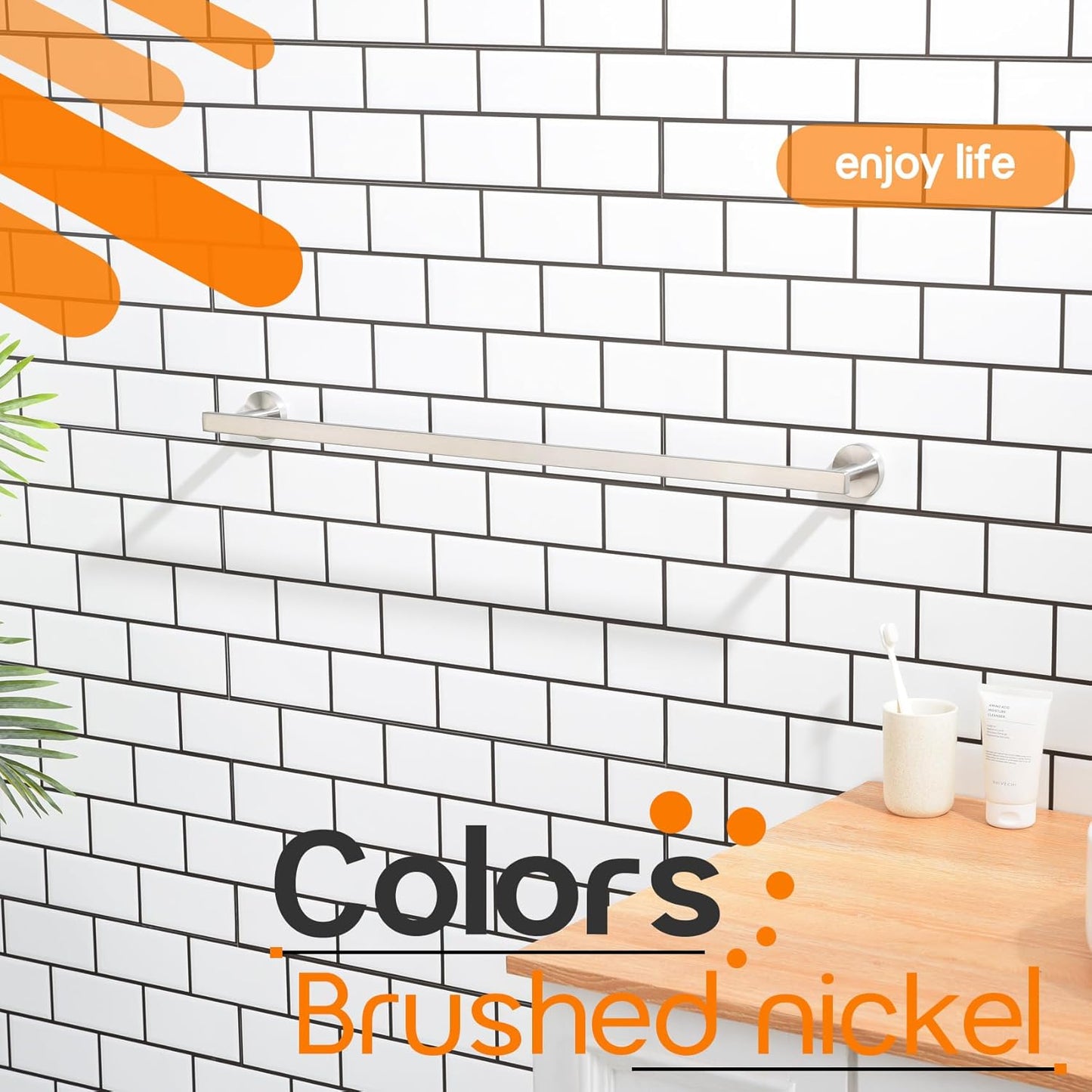 32 Inch Bathroom Towel Bar Bath Towel Rack Kitchen Towel Holder Long Towel Rails Wall Mounted SUS304 Stainless Steel Brushed Nickel AN4001BR-L32