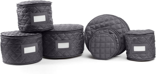 Covermates Keepsakes - Dish Storage Set - Padded Protection - ID Window - Stain Resistant - Machine Washable - China Storage, Slate