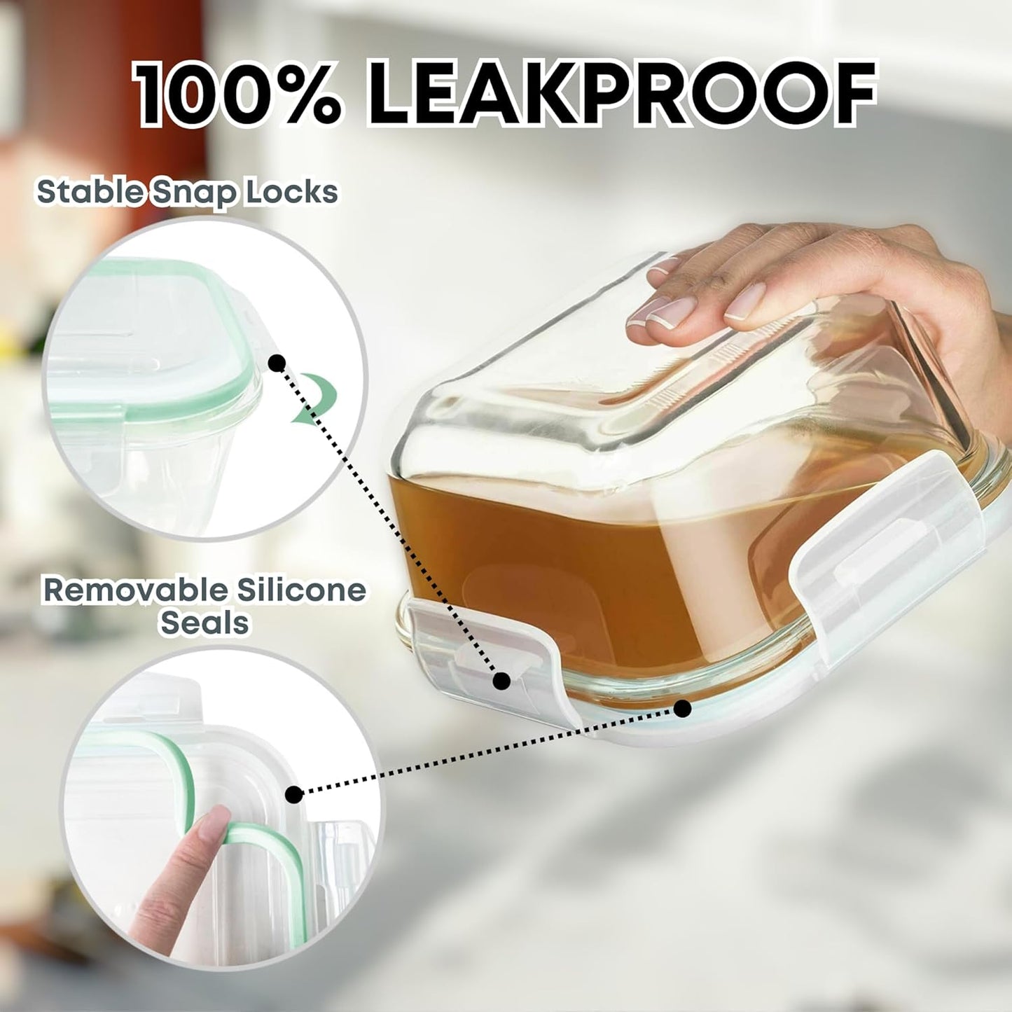 Razab 6 PC Square Glass Food Storage Containers with Airtight lids (74, 40 & 27 oz) Kitchen Glass Meal Prep Containers Set for Freezer Reusable Leftover Lunch Boxes, Oven, Microwave, Dishwasher Safe