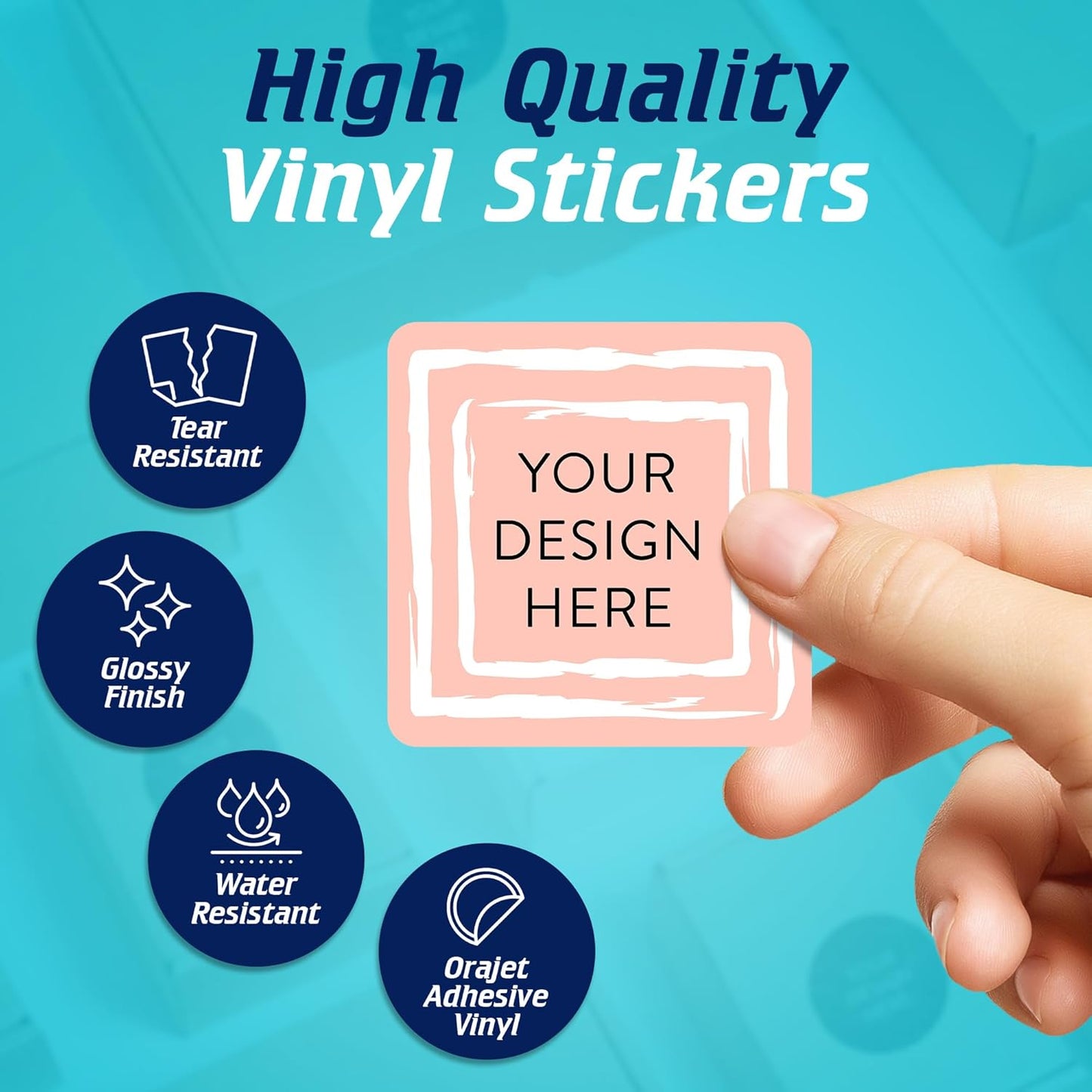 100 Custom Vinyl Stickers - Upload Your own Image, Text, Design, Logo - Personalized Logo Labels for Handmade, Packaging, Bottle, Jars, Candle, Brand Stickers (Peach, 1.5x1.5 Square)