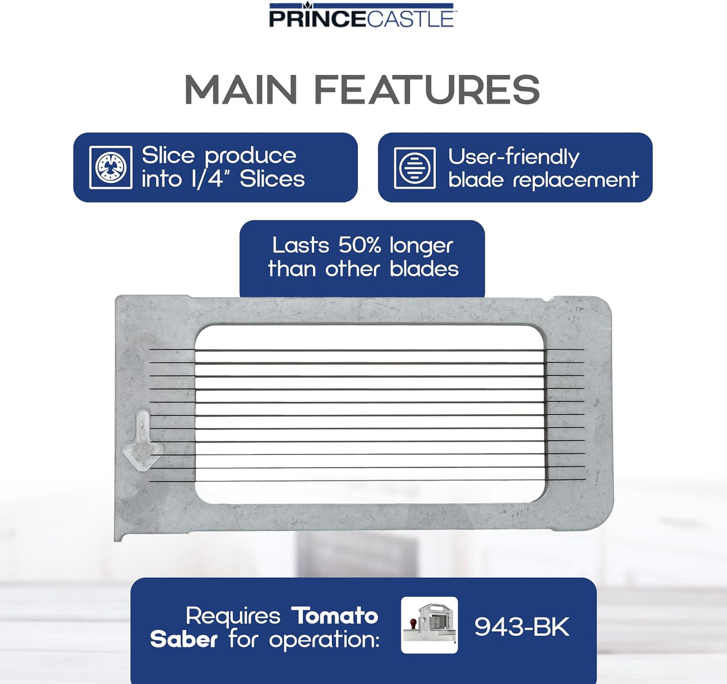 Prince Castle 1/4" Blade Cartridge for 943-BK High Yield Tomato Saber, 11 Blades-Blade Replacement Cutter Blade for Cutting and Chopping Tomatoes, Fruits and More in Commercial Kitchens, Restaurants