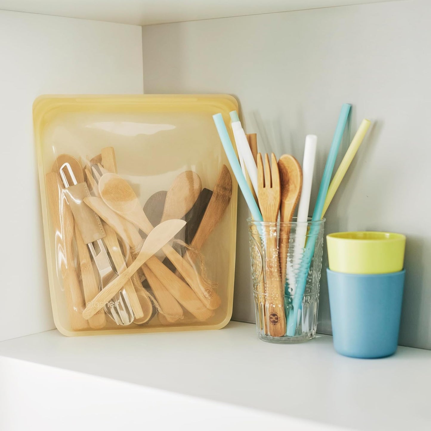 Stasher Premium Silicone Reusable Food Storage Half Gallon Bag, Yellow, Microwave, Sous Vide, Dishwasher, Oven and Freezer Safe, BPA Free, Leak-free, Eco-friendly, 64 Oz