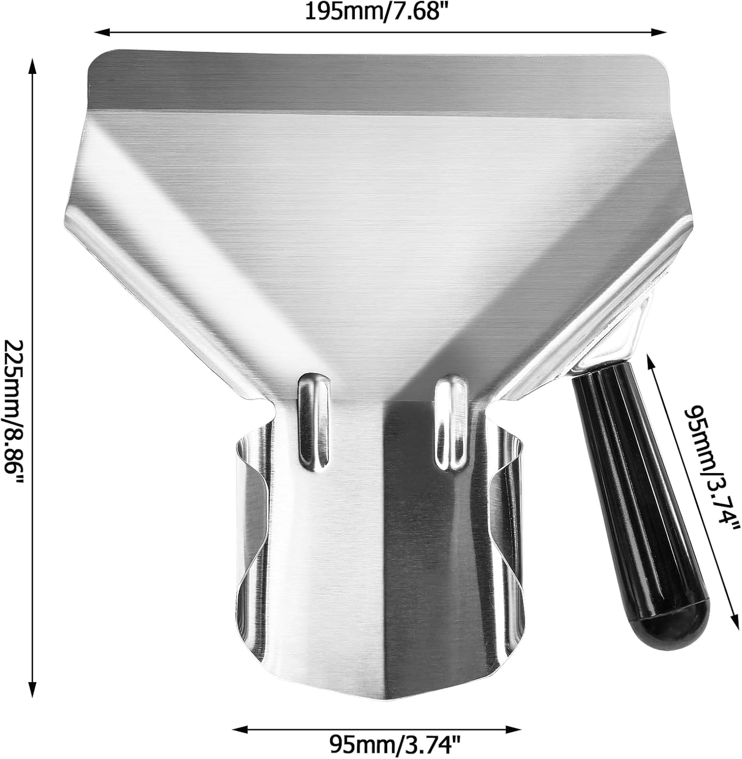 Stainless Steel French Fry Popcorn Scoop, Quick Fill Tool for Food Bags & Boxes, Multipurpose Utility Scooper for Bagger French Fries, Snacks, Desserts, Ice, Dry Goods