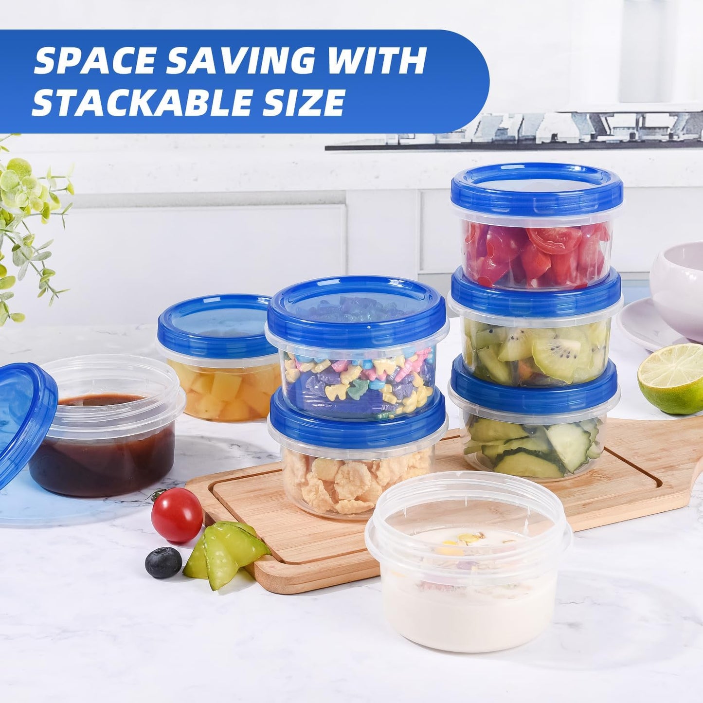 Freezer Storage Containers, [12 Pack-8 oz] Ultra Thick Freezer Containers with Leakproof Twist Top Lids, Heavy Duty BPA Free Stackable Meal Prep Bowls Great for Portion Control