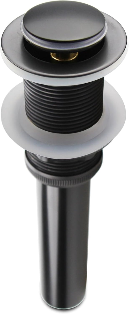 Pop Up Drain Stopper without Overflow, Bathroom Lavatory Vanity Vessel Sink Drain, Black