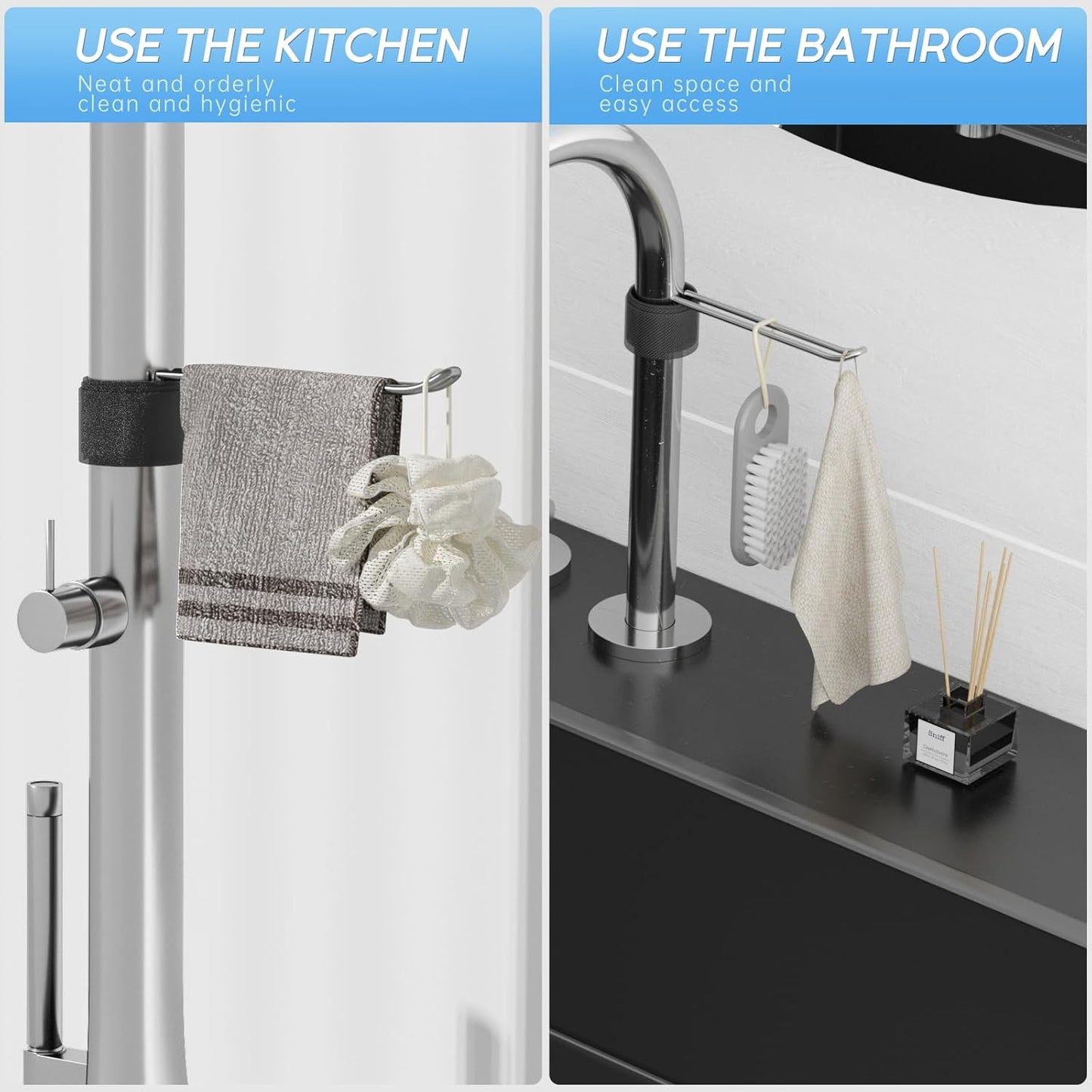 Stylish and Functional Dish Towel Holder - Keep Your Kitchen Rags and Dishcloths Neat and Within Reach with This Sink Dish Cloth Holder and Storage Rack! (1, silvery)