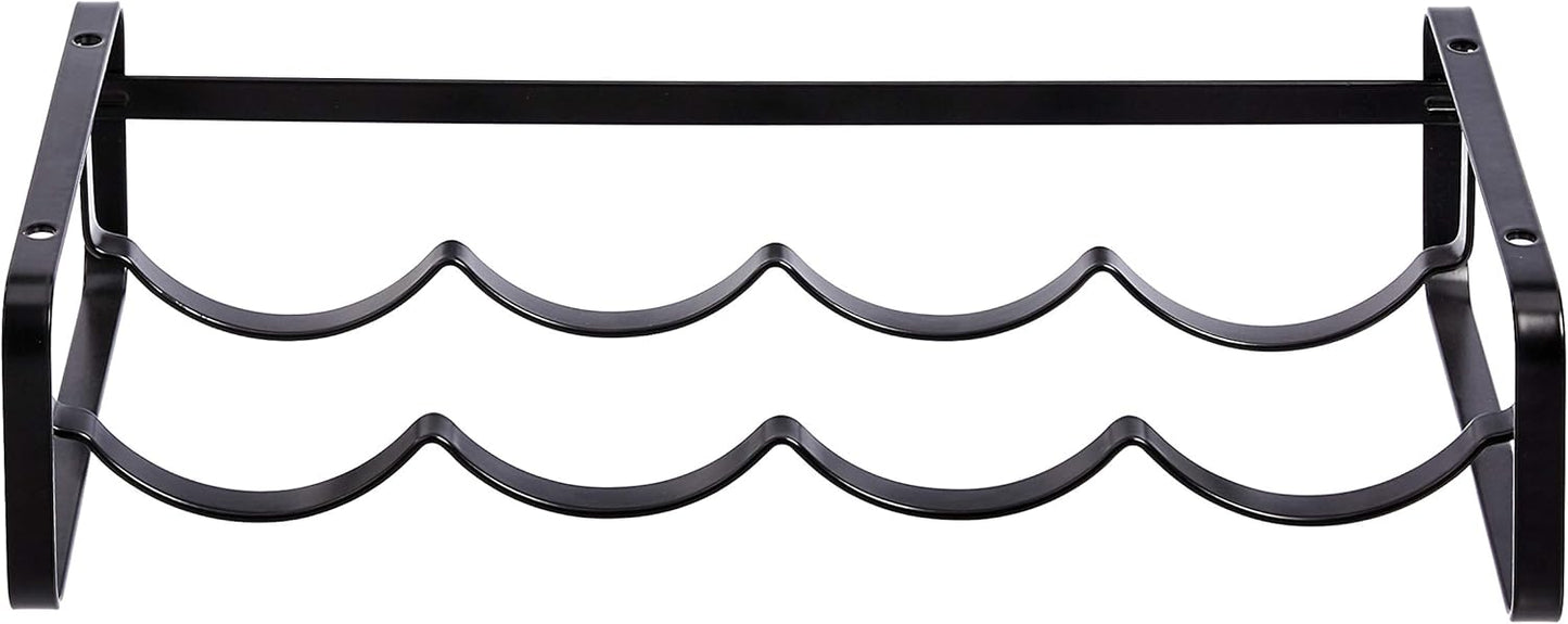 Amazon Basics Tabletop Stackable 4-Bottle Metal Wine Rack, 3.74"D x 15.75"W x 7.87"H, Black