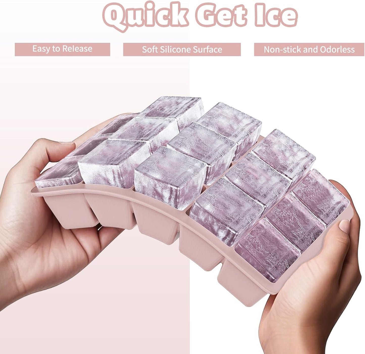 Silicone Ice Cube Tray 3 Pack - EASY RELEASE ice cube tray with lid, BPA Free Ice Cubes Trays for Freezer,ice cube mold for Cocktail,Whiskey