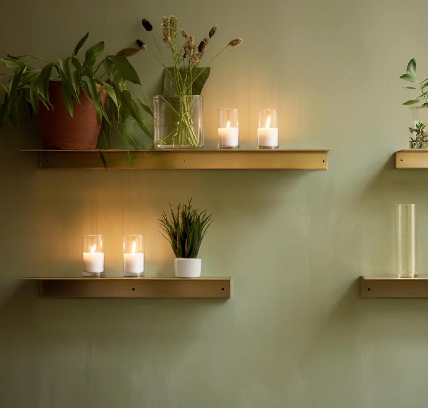 DIY CARTEL Linear Floating Shelf - Forged Raw Blackened Steel - Industrial Heavy Duty Metal Wall Mounted Modern Rustic Shelf - Made in The USA (36-inch x 8-inch Gold)